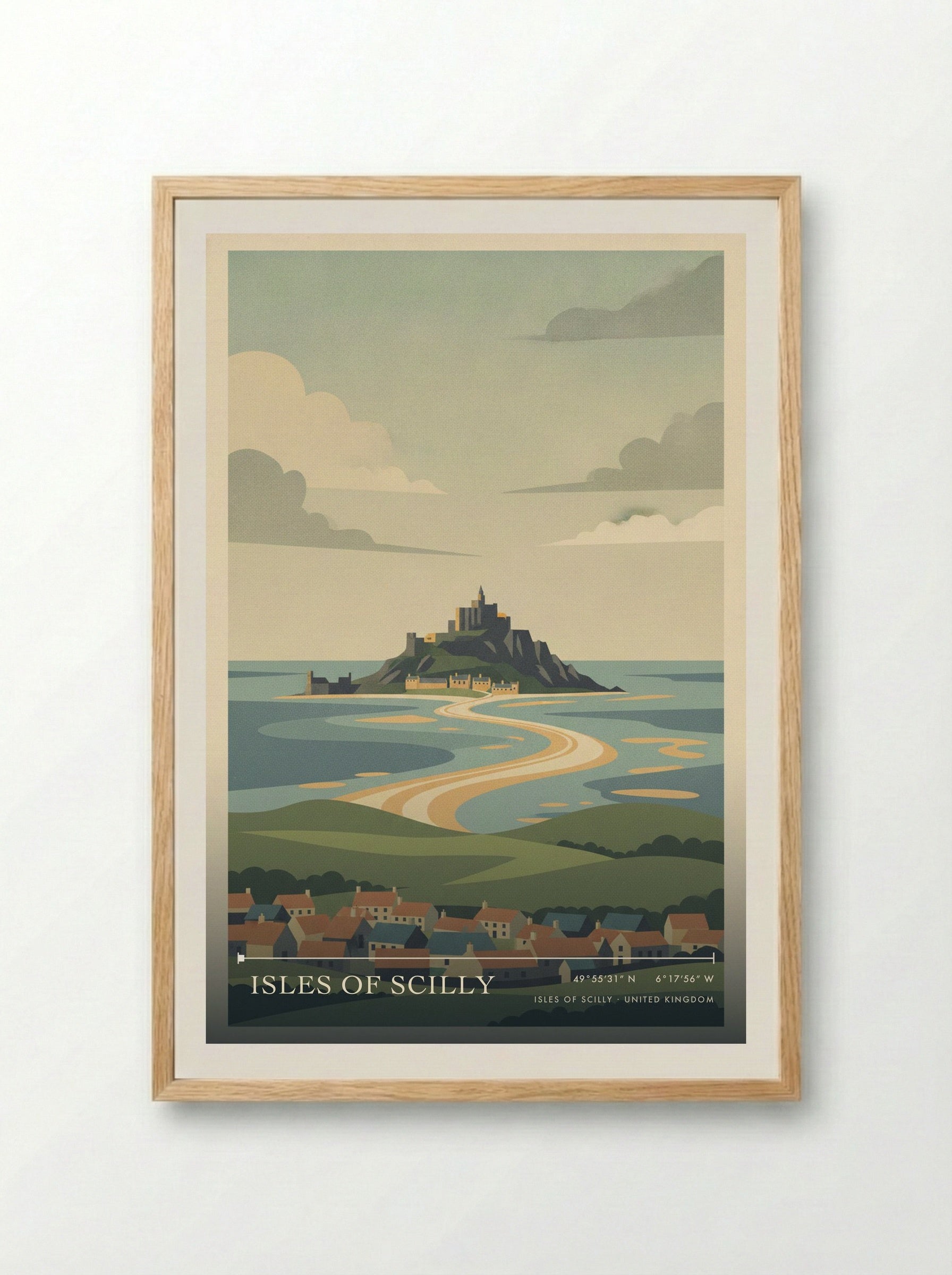 Isles of Scilly United Kingdom Travel Poster - Framed Print Wood
