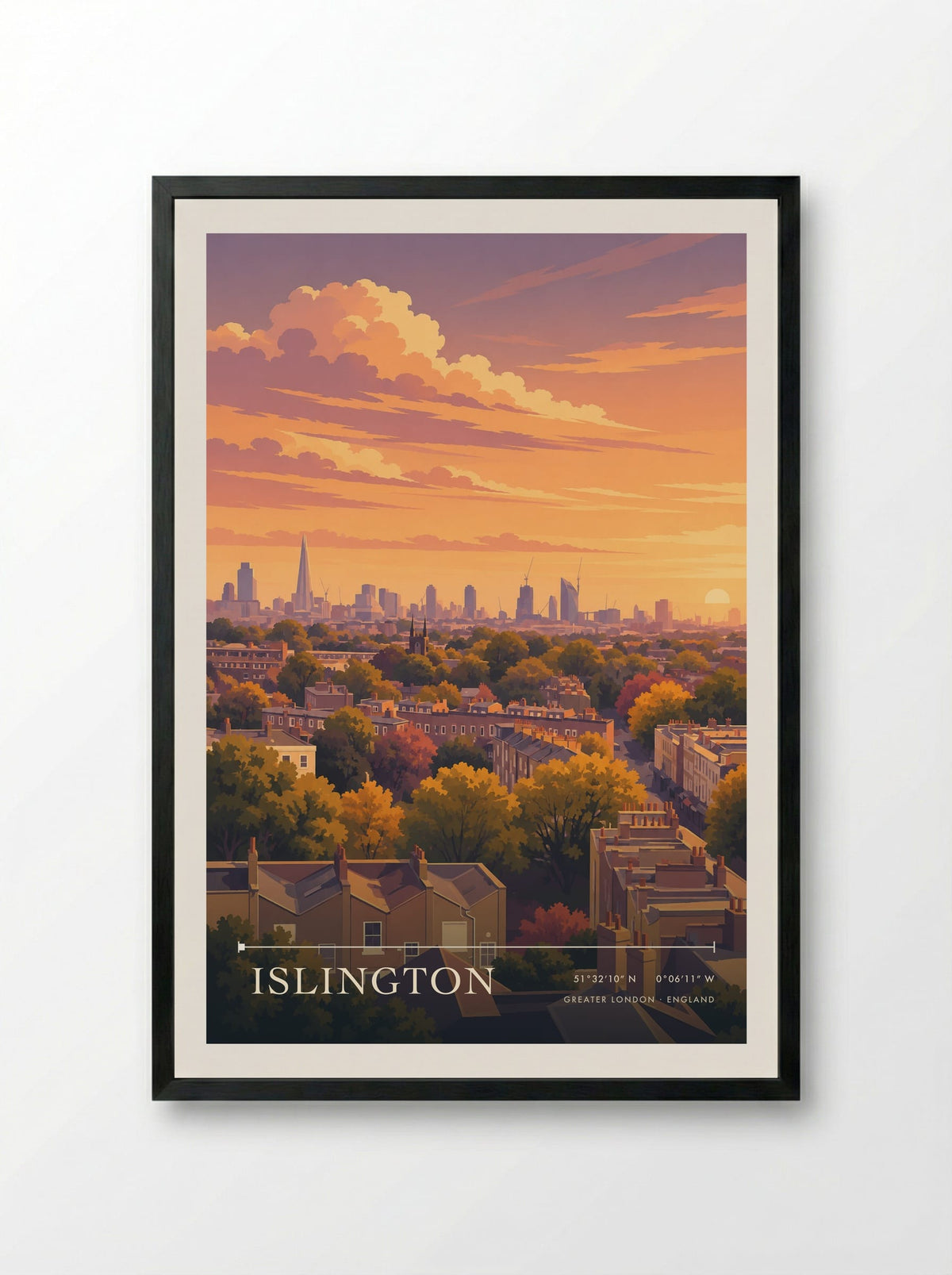 Islington, Greater London | Travel Poster - Framed Print Black