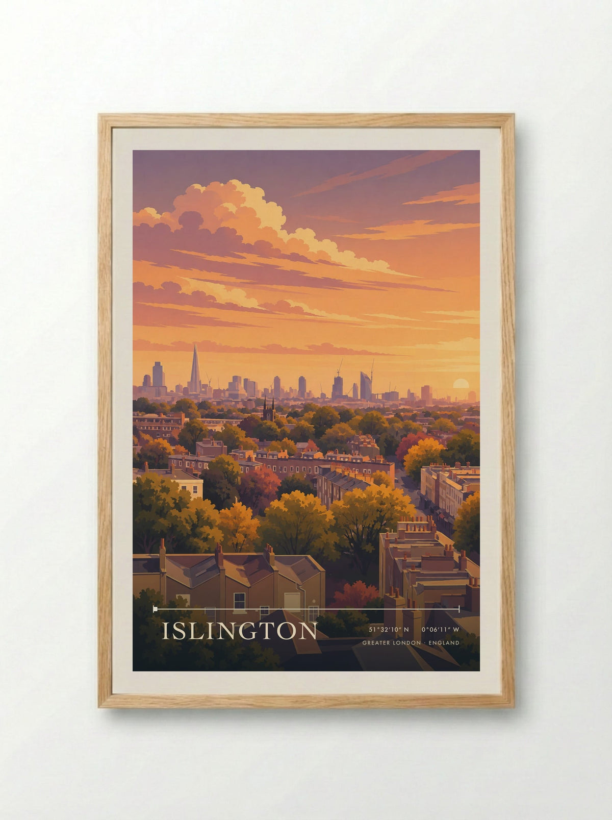 Islington, Greater London | Travel Poster - Framed Print Wood