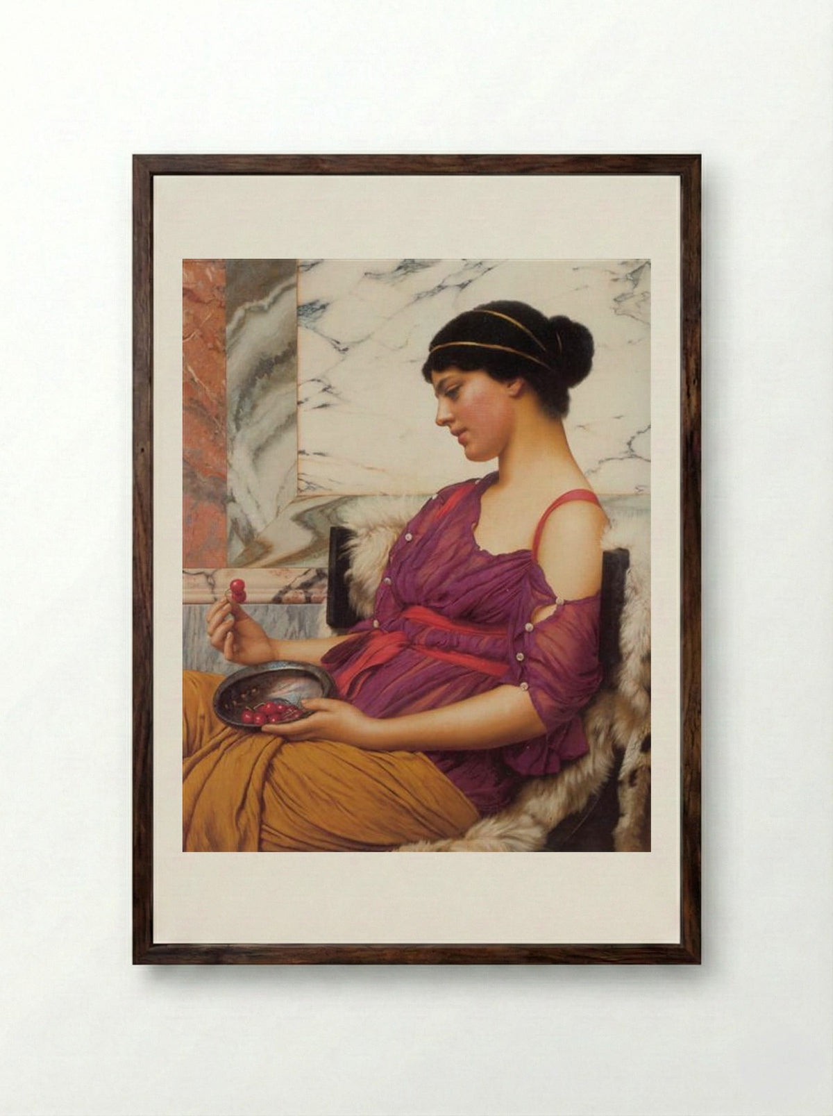 Ismenia - John William Godward - Framed Print Dark Wood