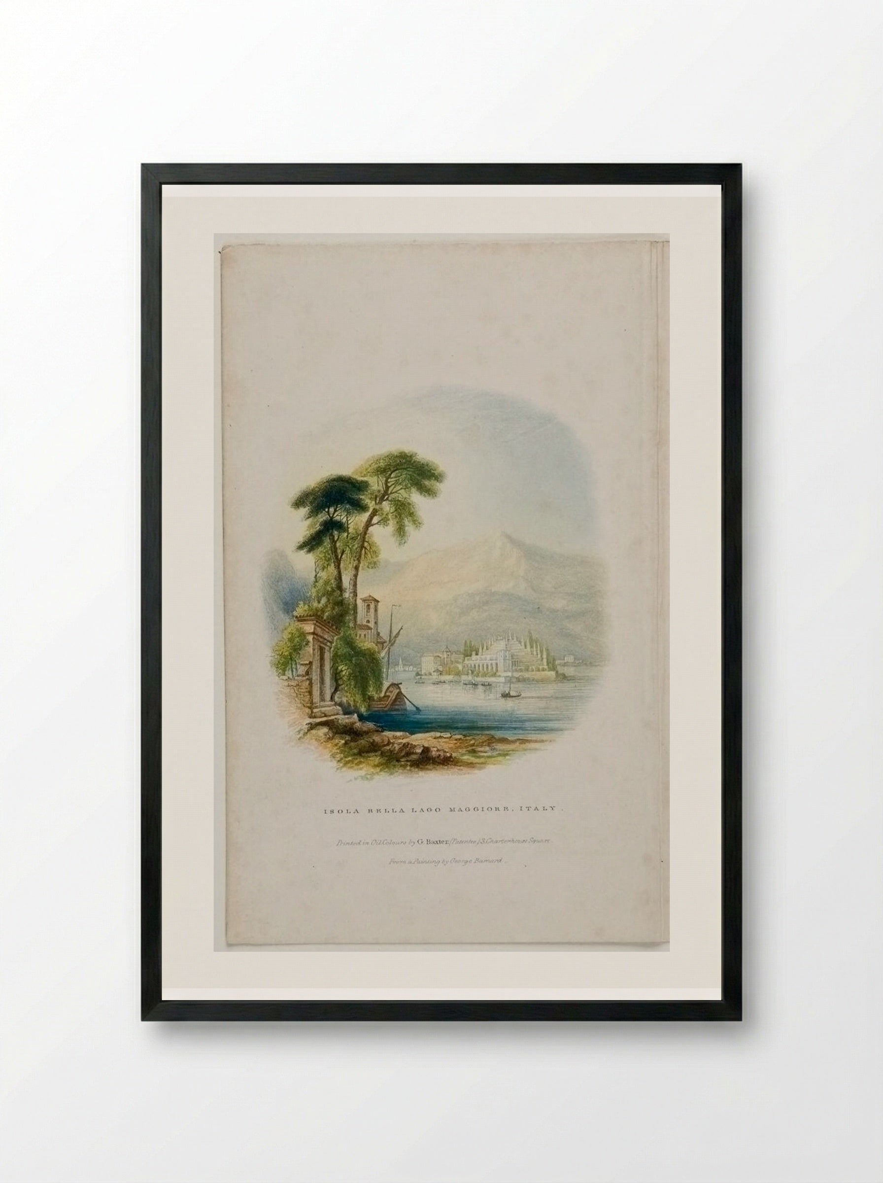 Isola Bella, Lago Maggiore, Italy - George Baxter - Framed Print Black