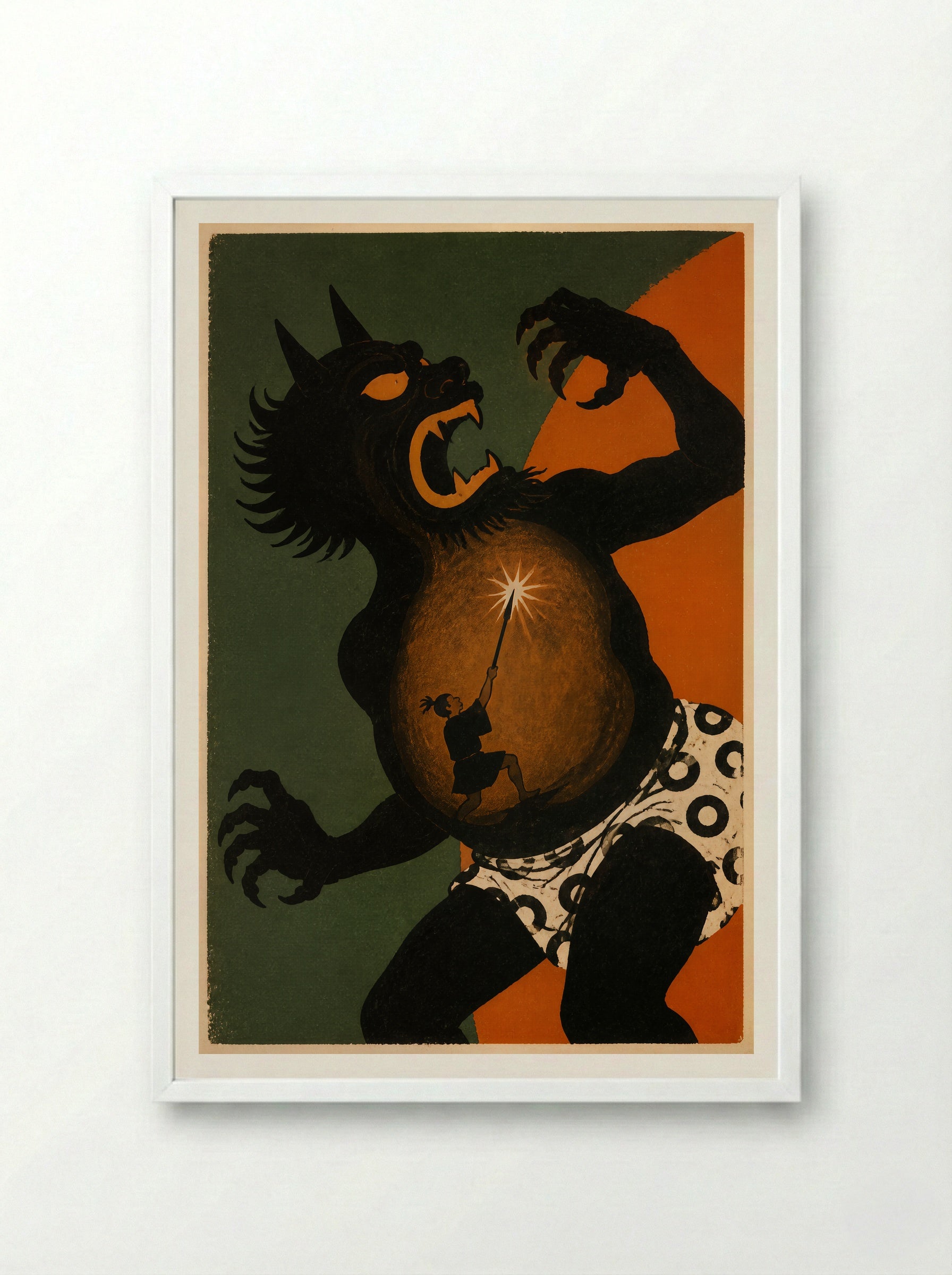 Issun-boshi and the Oni: Inside the Oni - Framed Print White