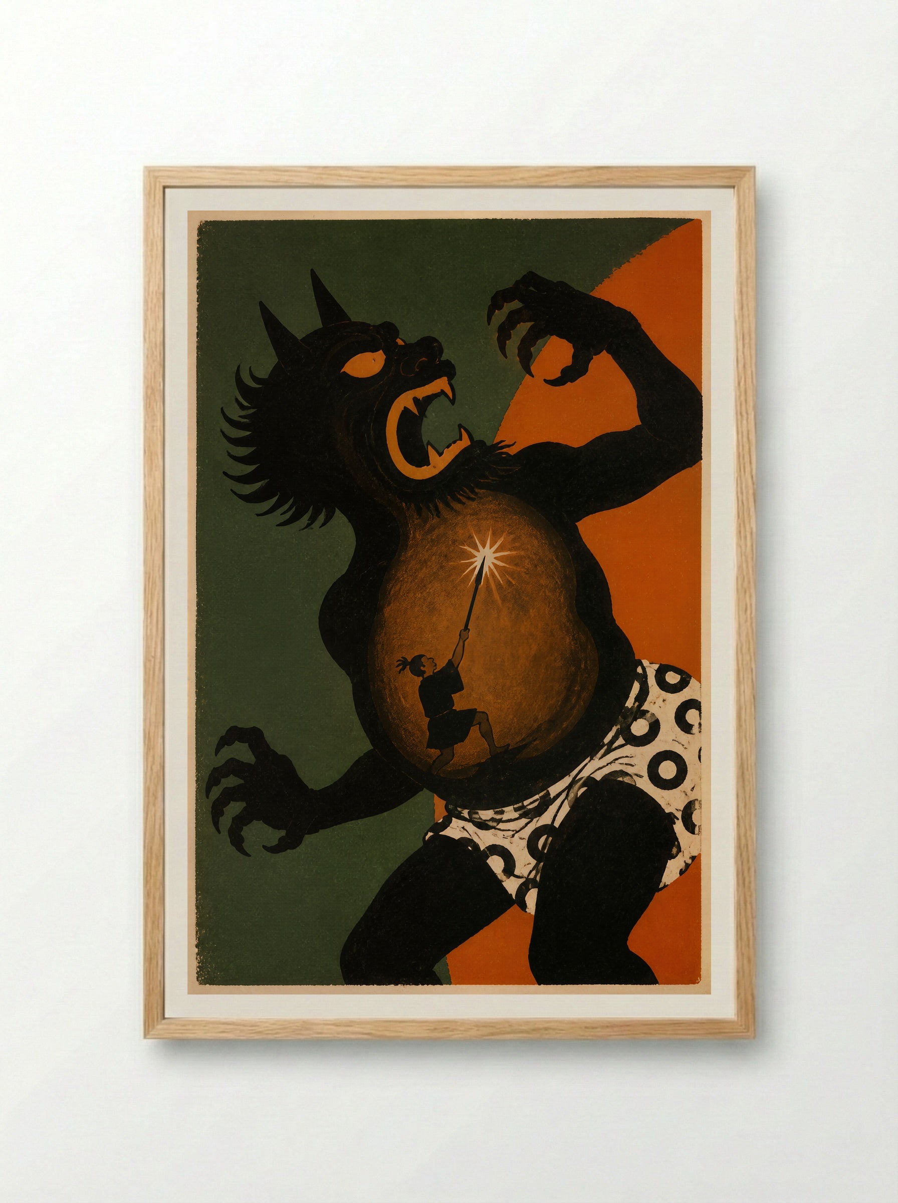 Issun-boshi and the Oni: Inside the Oni - Framed Print Wood