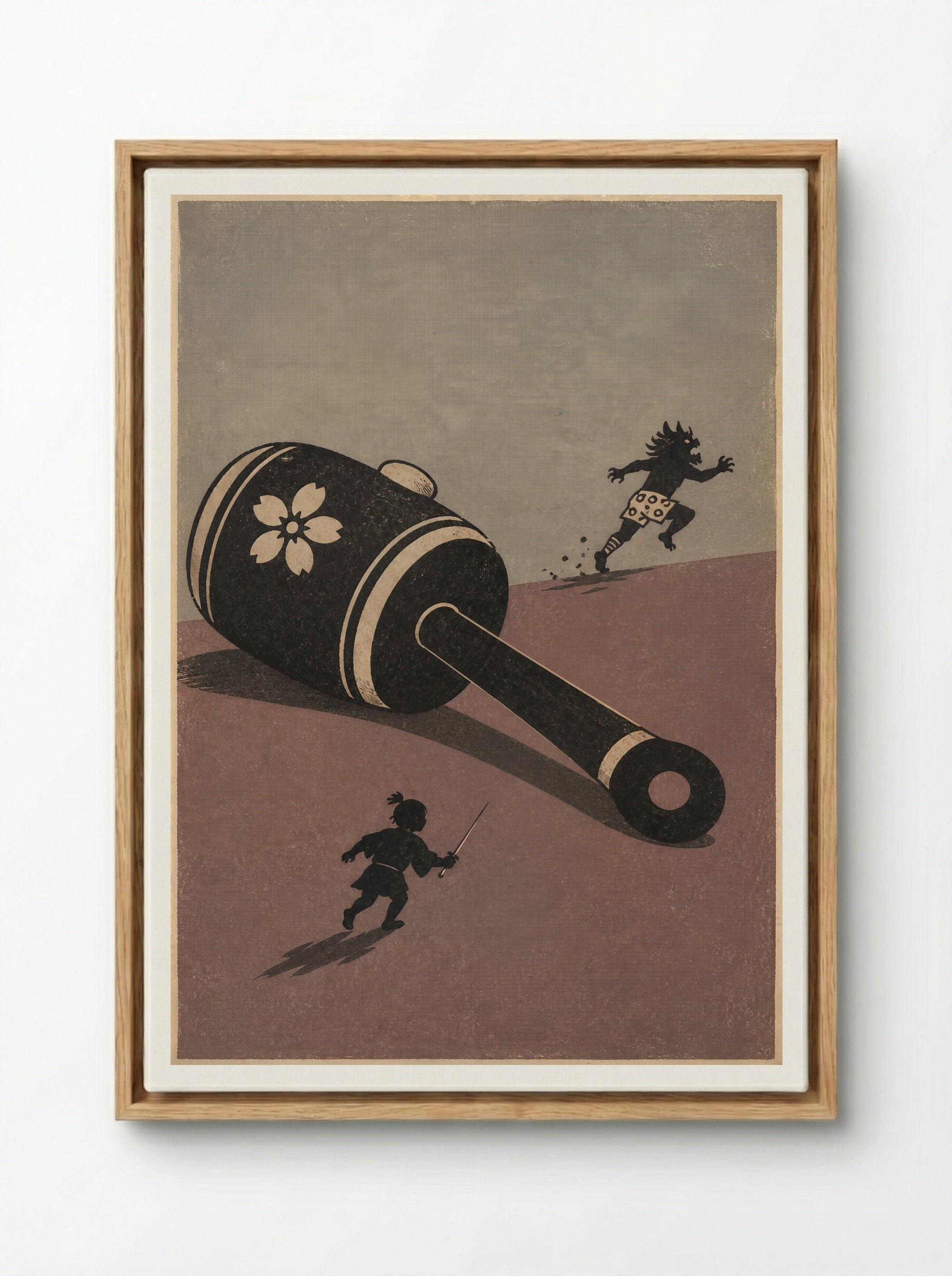 Issun-boshi and the Oni: The Magic Mallet - Framed Canvas Wood