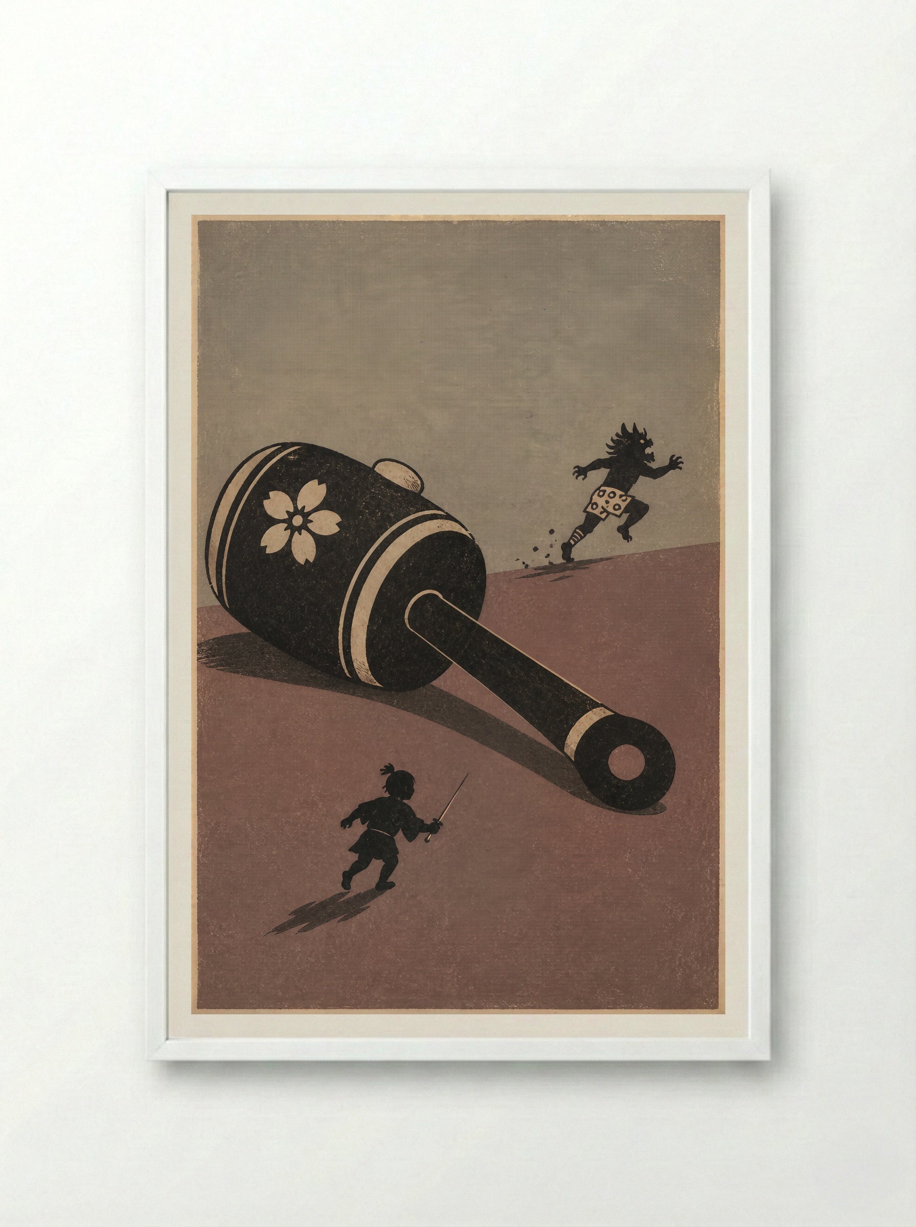 Issun-boshi and the Oni: The Magic Mallet - Framed Print White