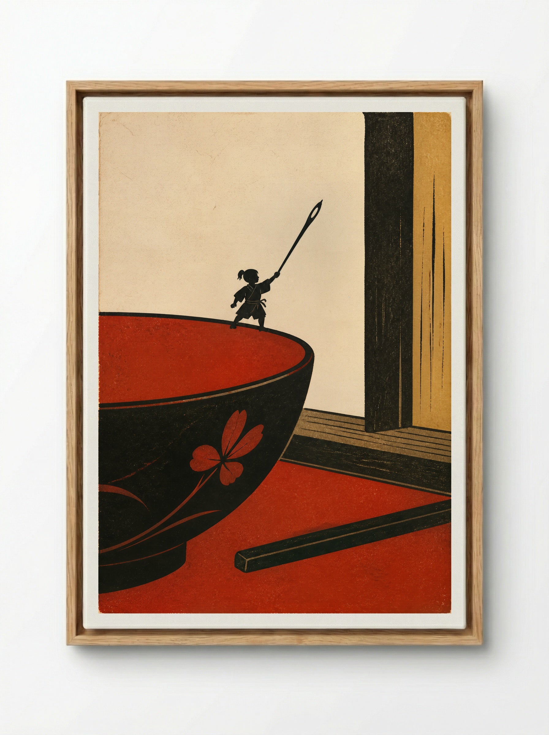 Issun-boshi and the Oni: The Needle Becomes a Sword - Framed Canvas Wood