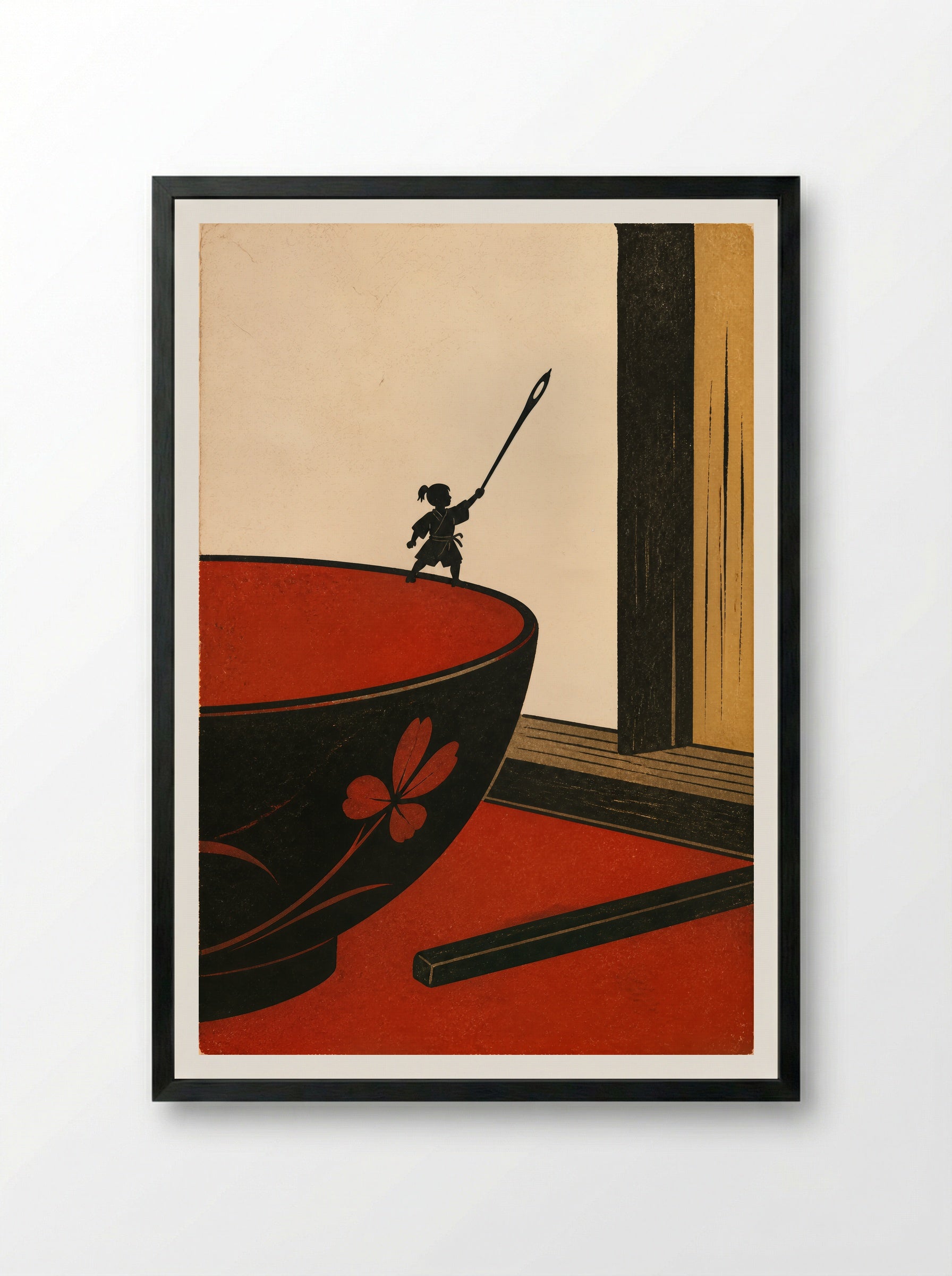 Issun-boshi and the Oni: The Needle Becomes a Sword - Framed Print Black