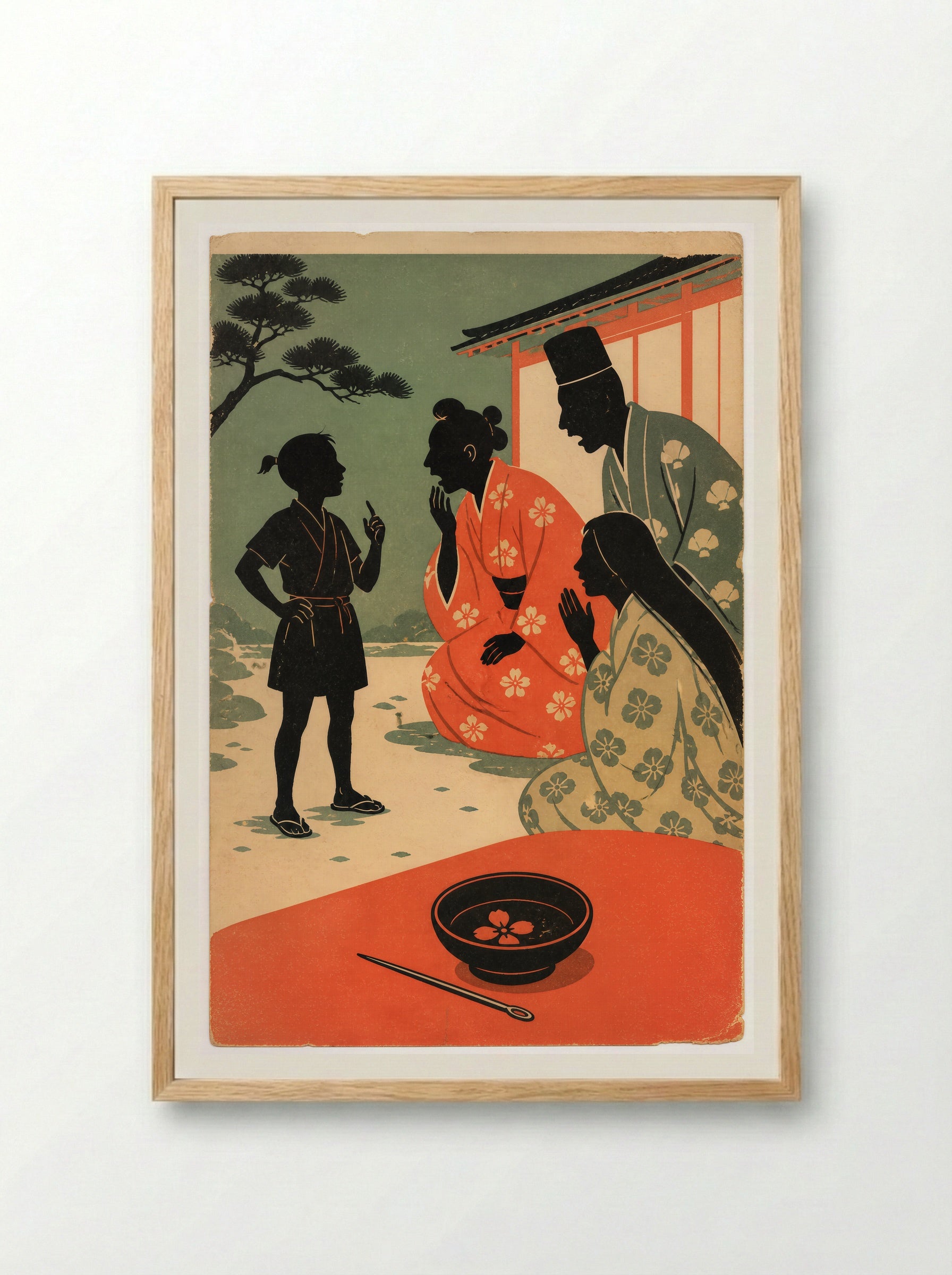 Issun-boshi and the Oni: The Small Hero Is Seen - Framed Print Wood
