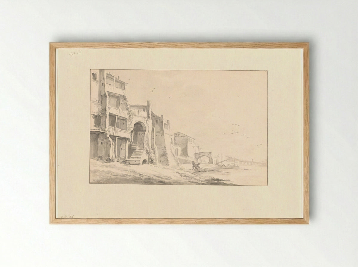 Italiaans kustlandschap - Nicolaas Box - Framed Print Wood