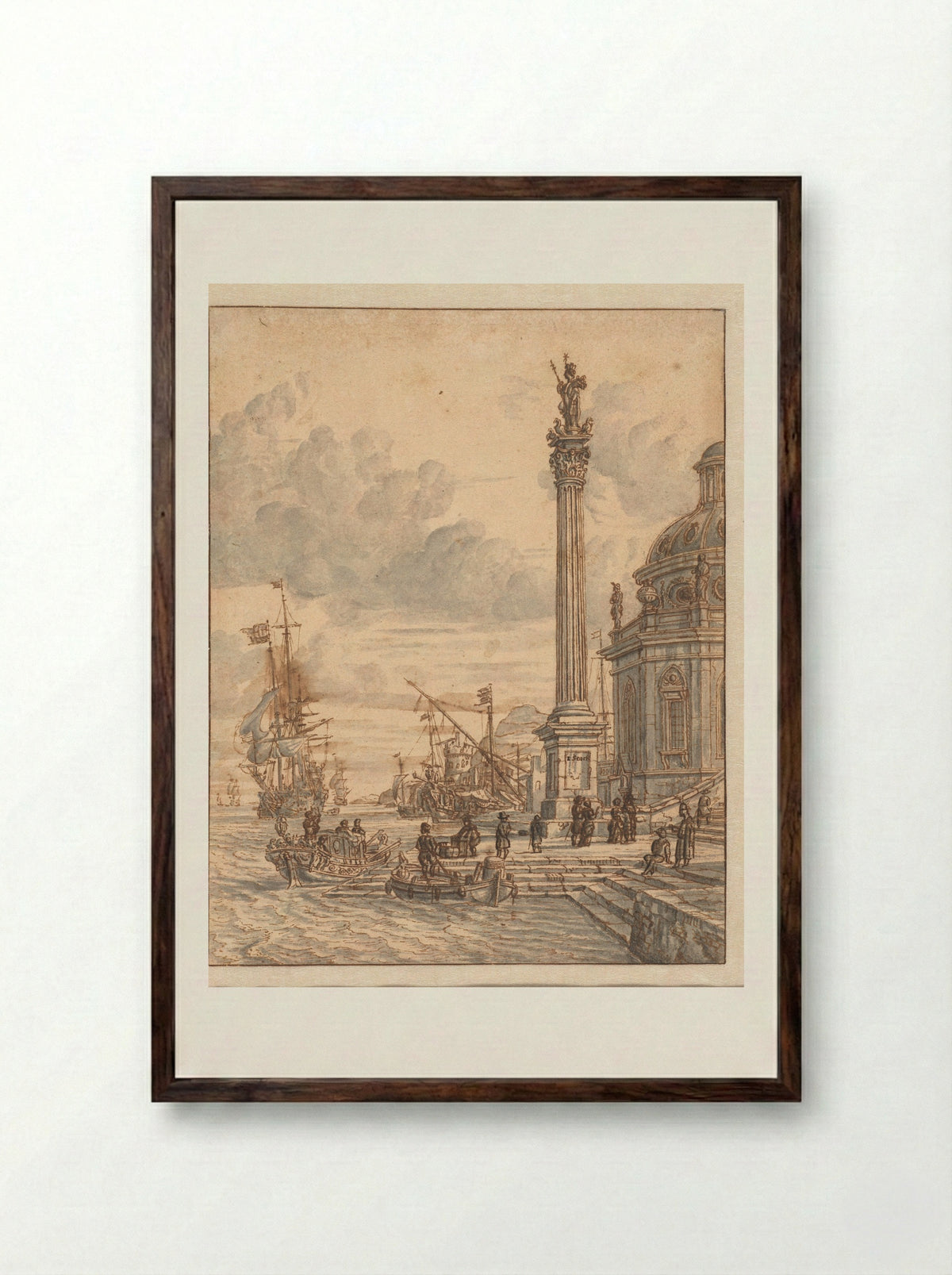 Italiaanse haven - Jacobus Storck - Framed Print Dark Wood