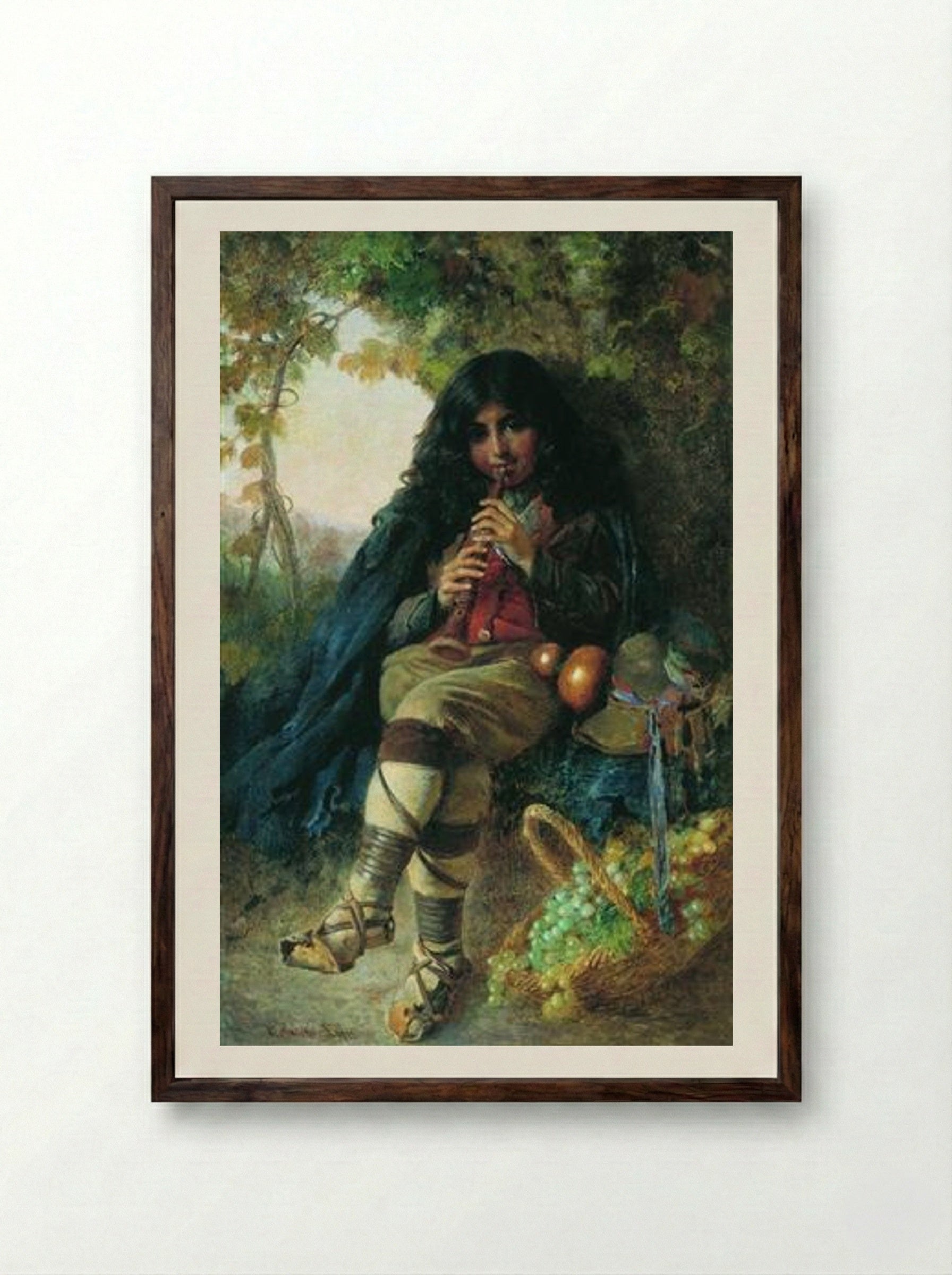 Italian Boy - Konstantin Makovsky - Framed Print Dark Wood