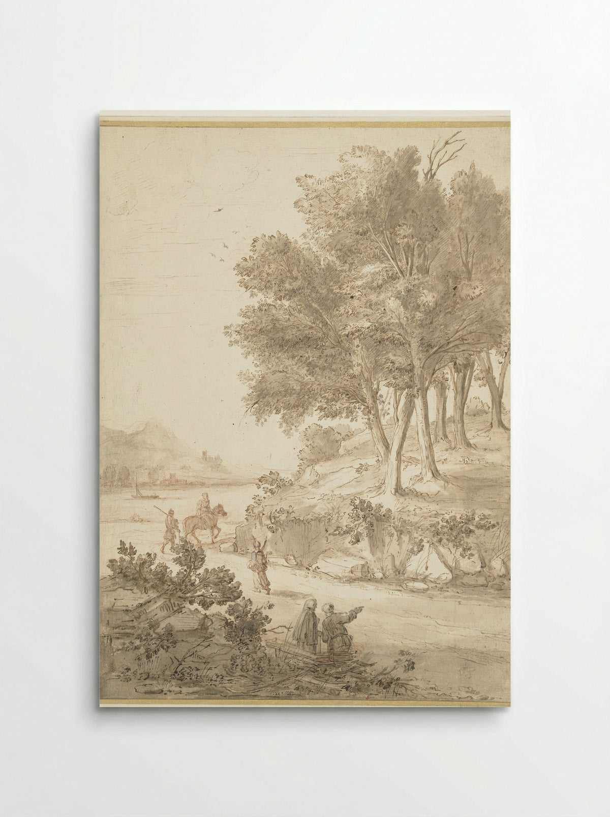 Italian Landscape with Figures on a Road and a River - Caspar van Wittel - Poster