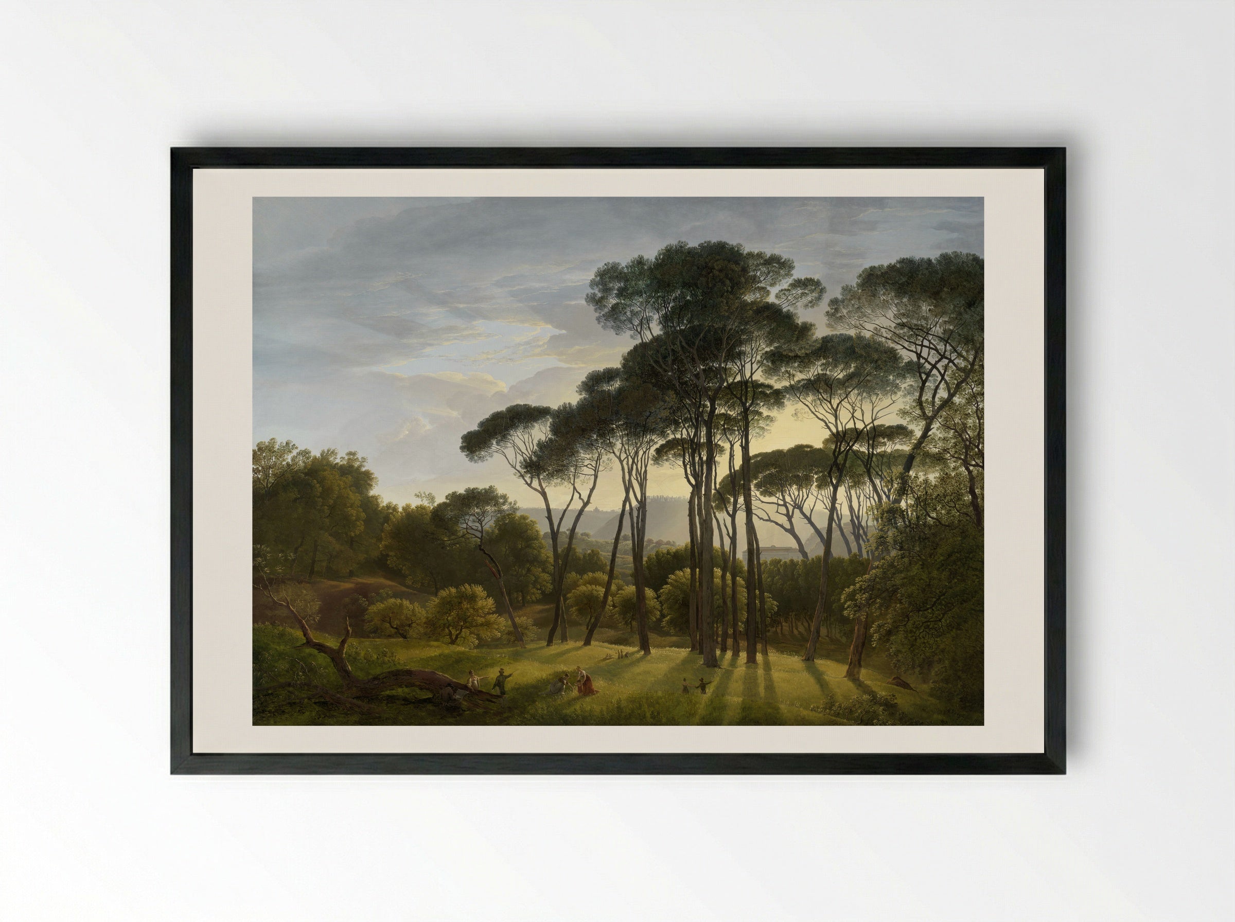 Italian Landscape with Umbrella Pines - Hendrik Voogd - Framed Print Black