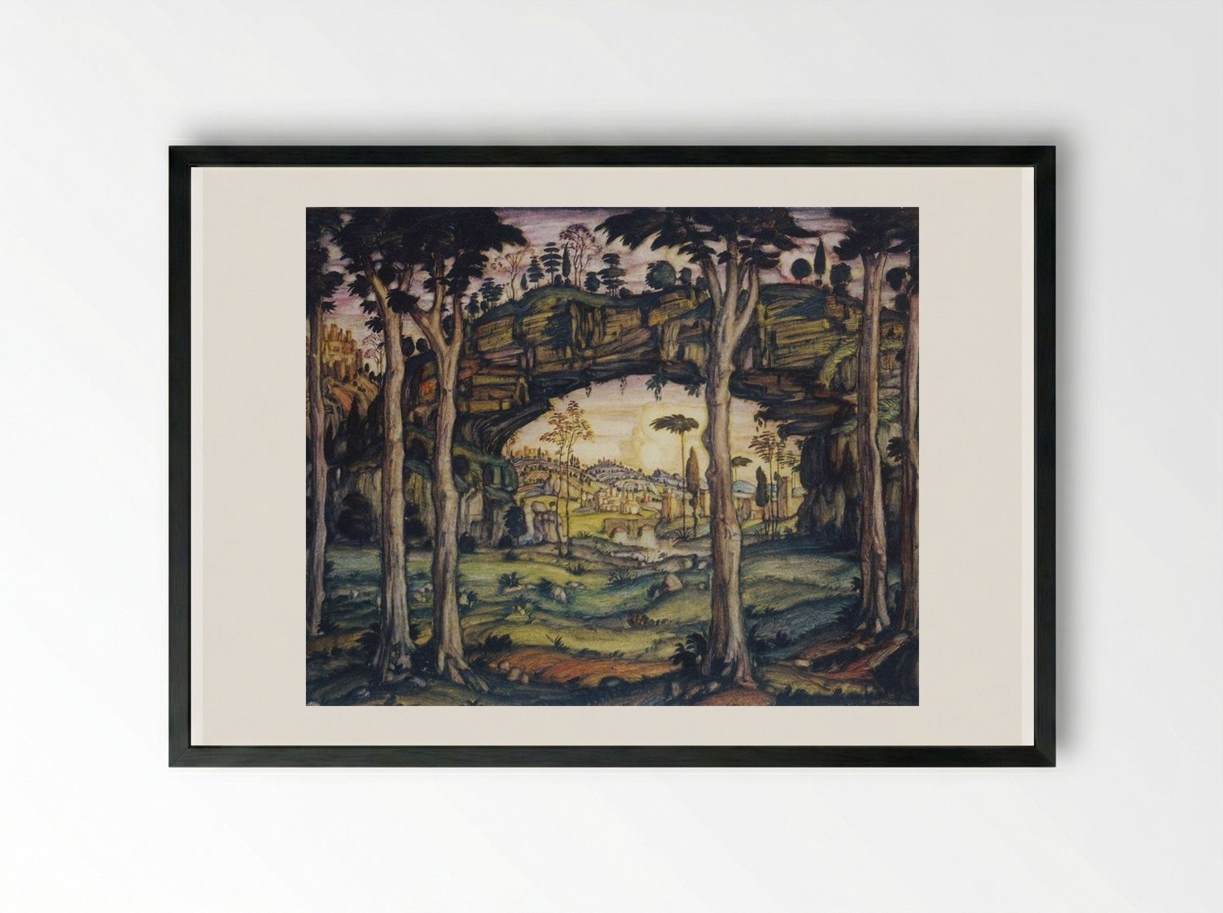 Italian Landscape - Konstantin Bogaevsky - Framed Print Black