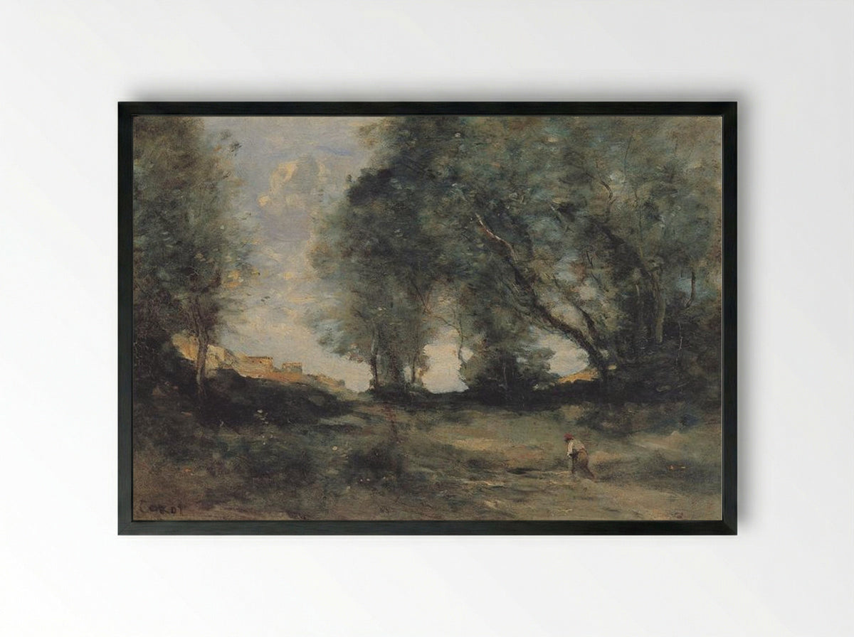 Italian Landscape - Camille Corot - Framed Print Black