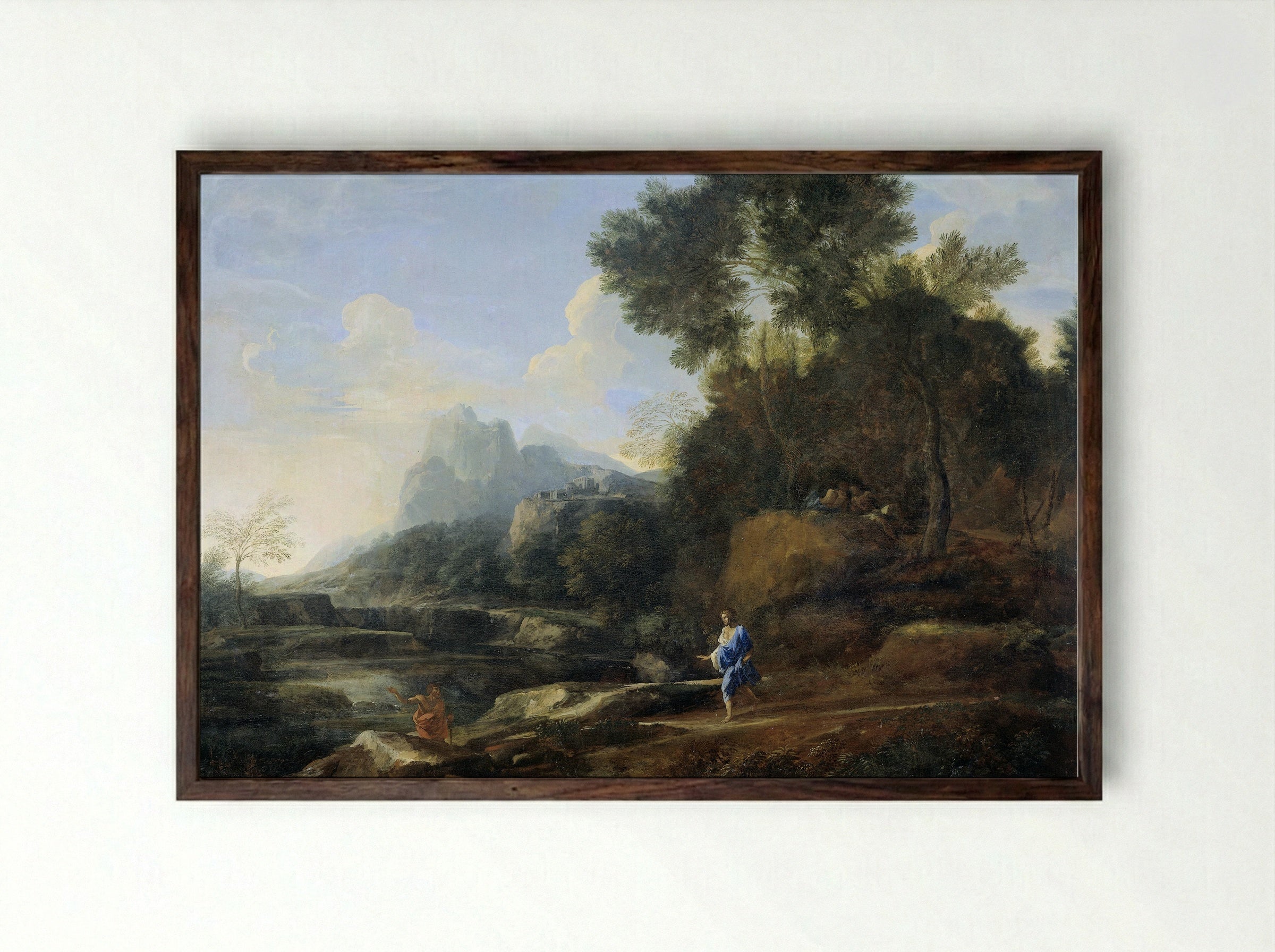 Italian Landscape - Gaspard Dughet - Framed Print Dark Wood