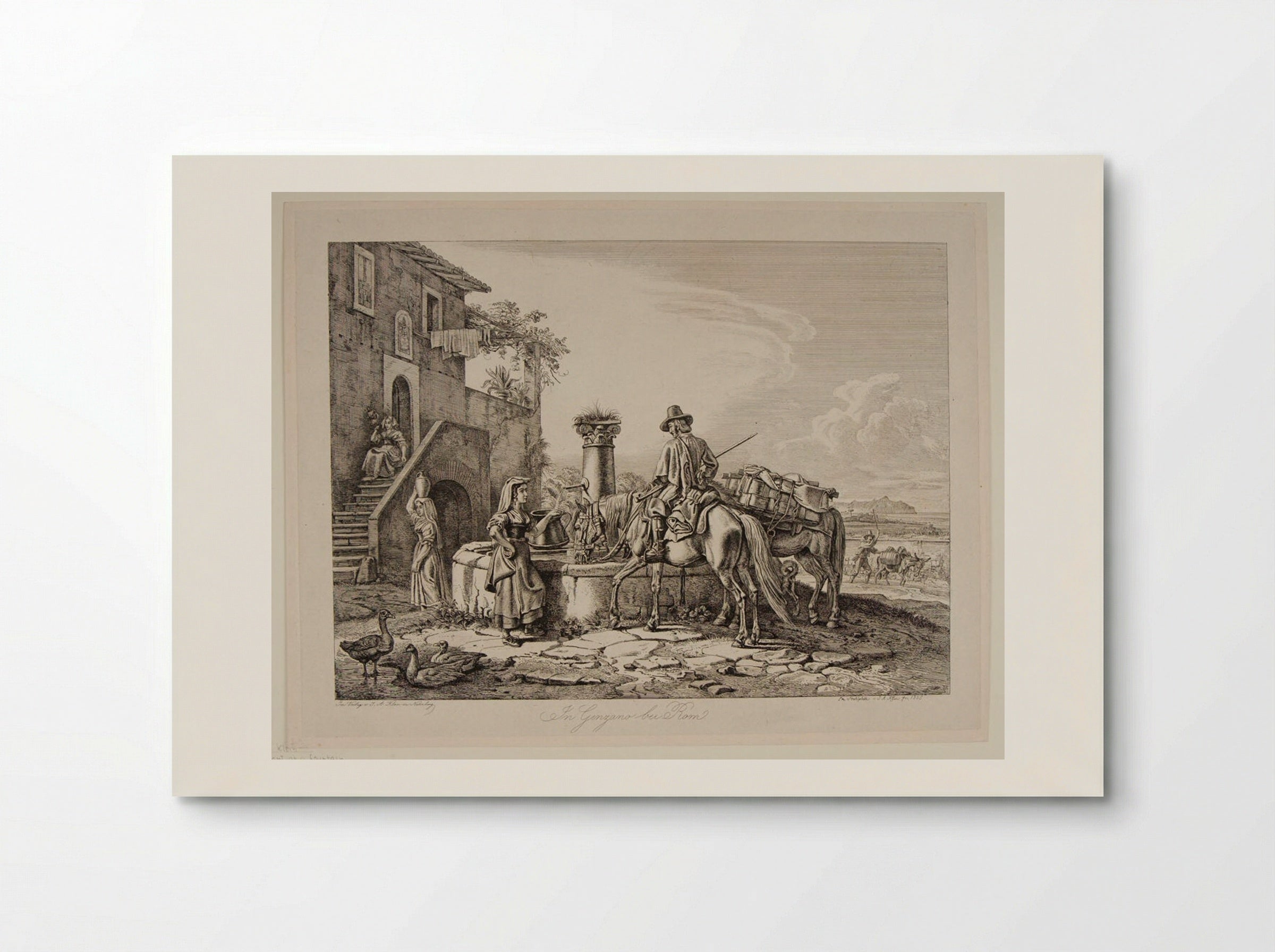 Italian Peasants at a Fountain - Johann Adam Klein - Poster