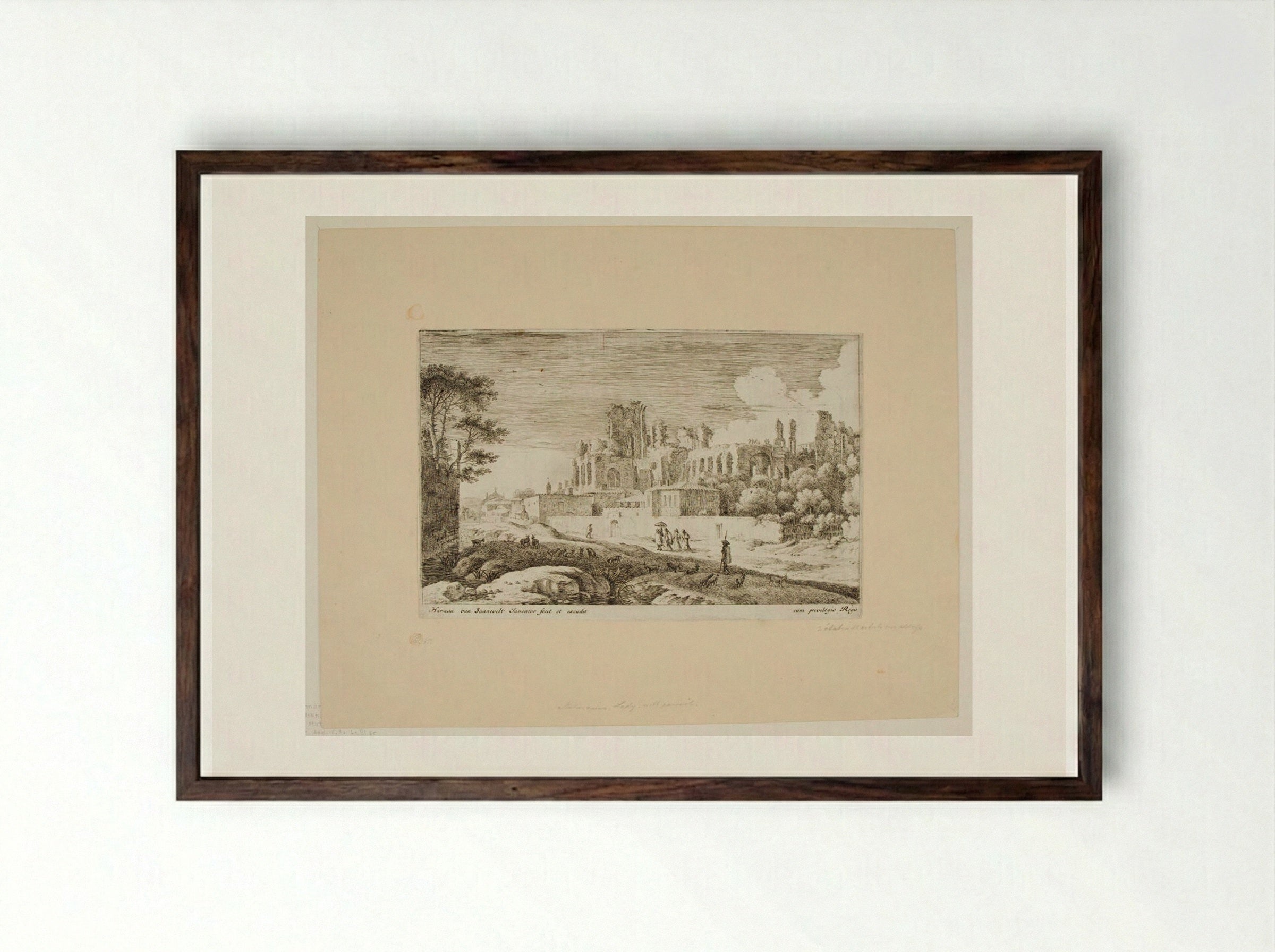 Italian Ruins - Herman van Swanevelt - Framed Print Dark Wood