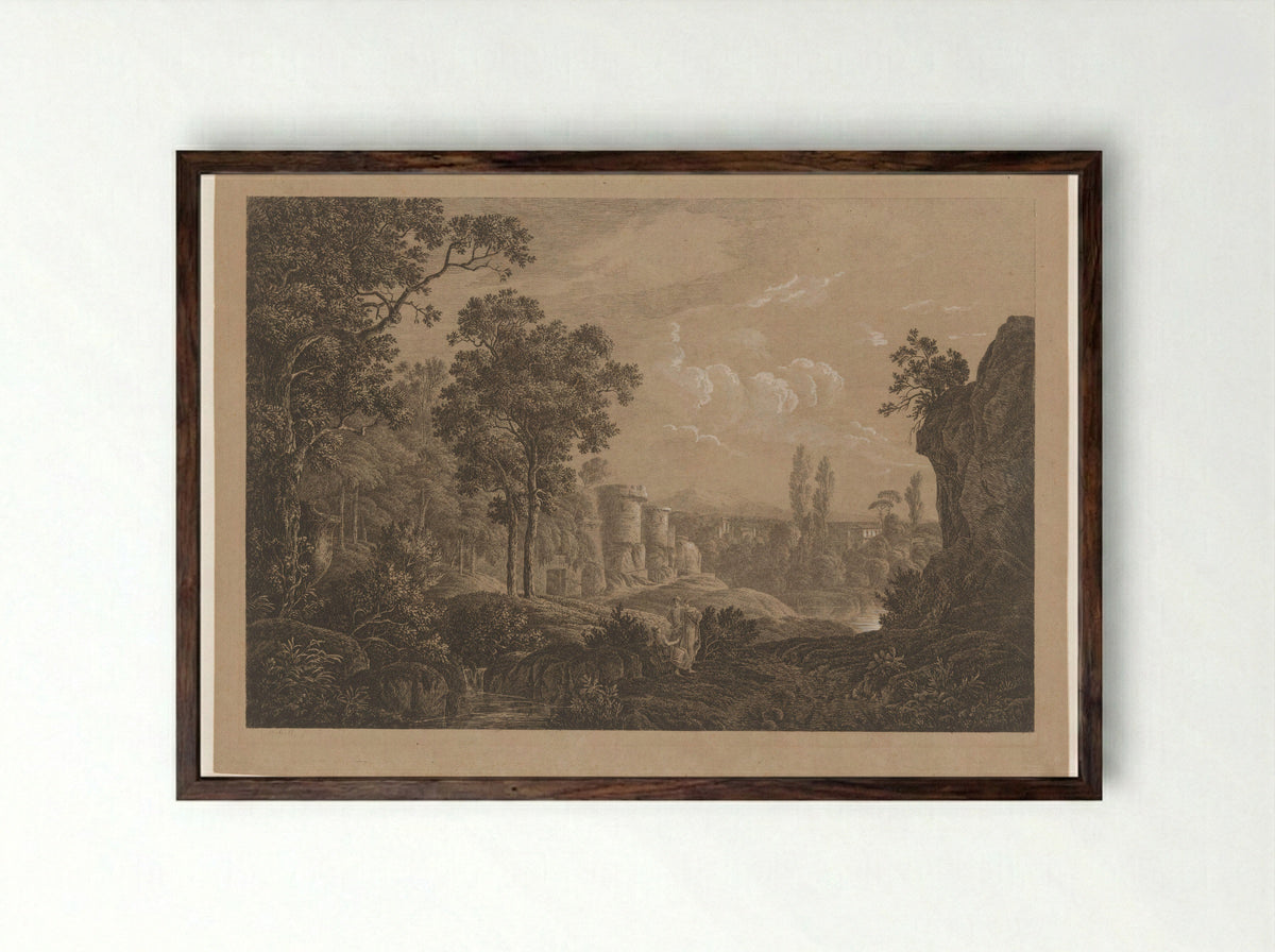 Italian View - Joseph Rebell - Framed Print Dark Wood