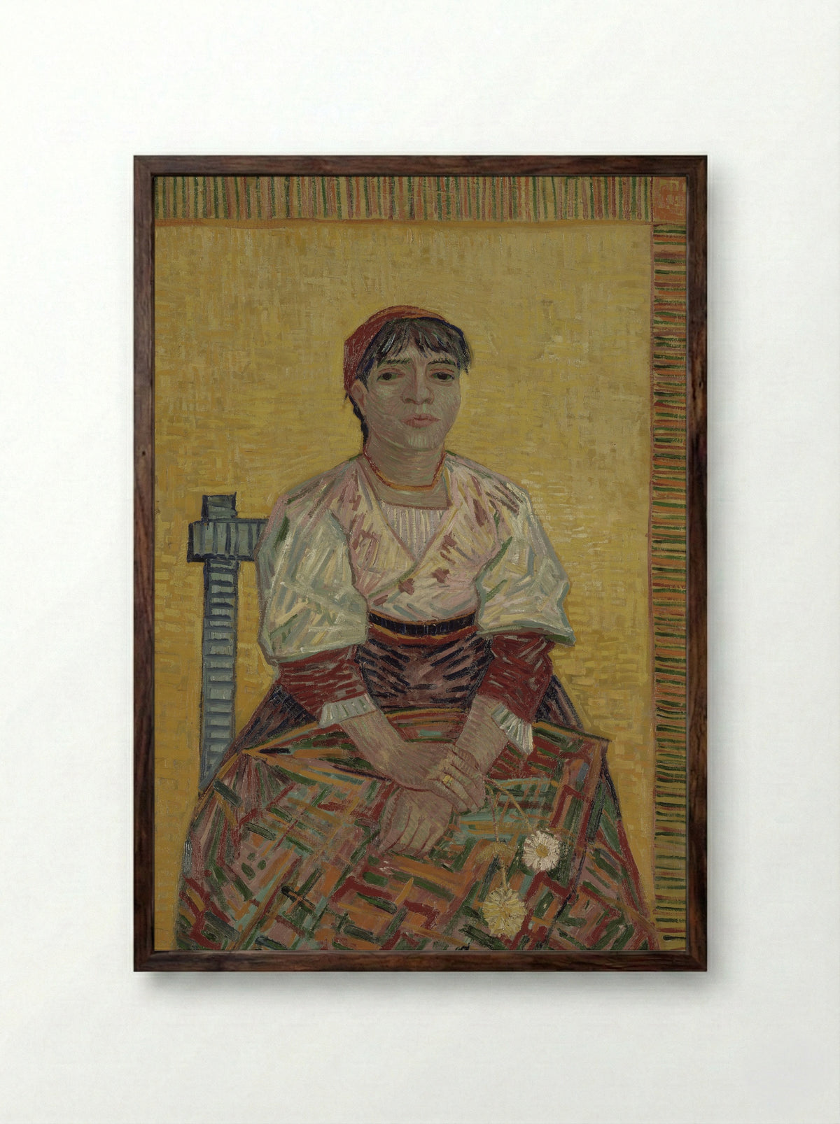 Italian Woman (Agostina Segatori) - Vincent van Gogh - Framed Print Dark Wood