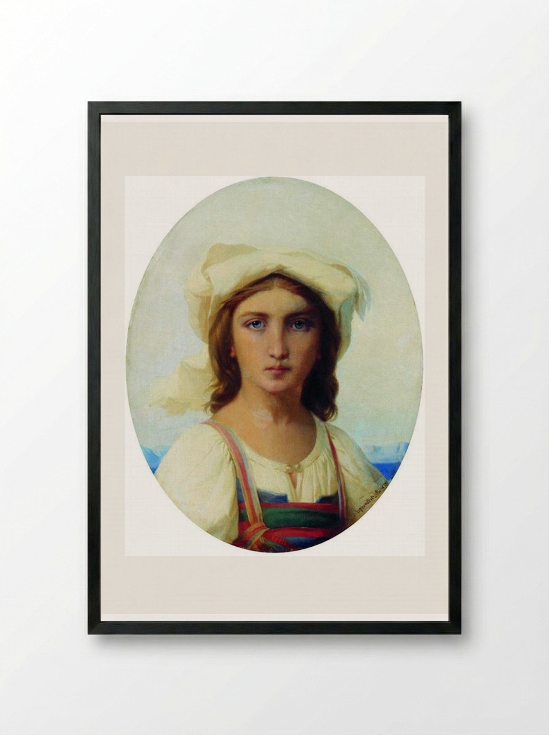 Italian Woman - Fyodor Bronnikov - Framed Print Black