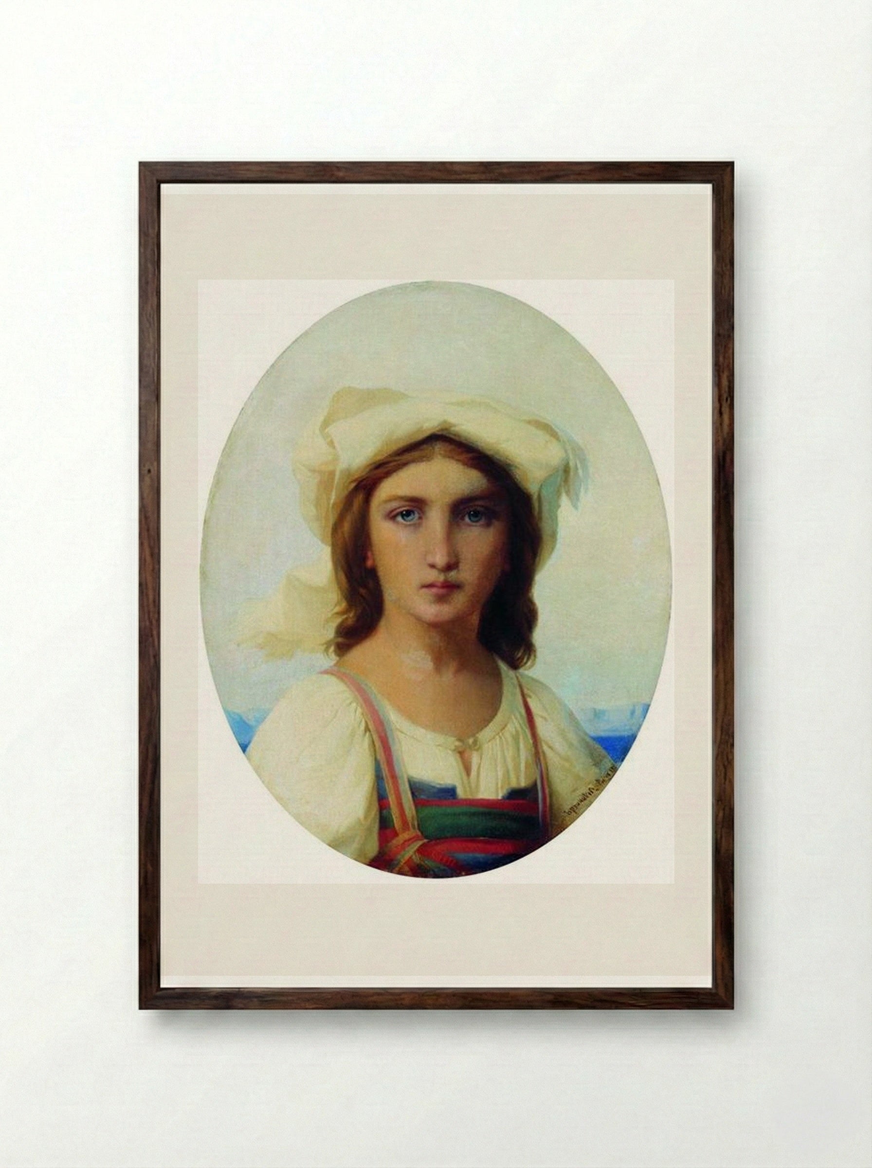 Italian Woman - Fyodor Bronnikov - Framed Print Dark Wood