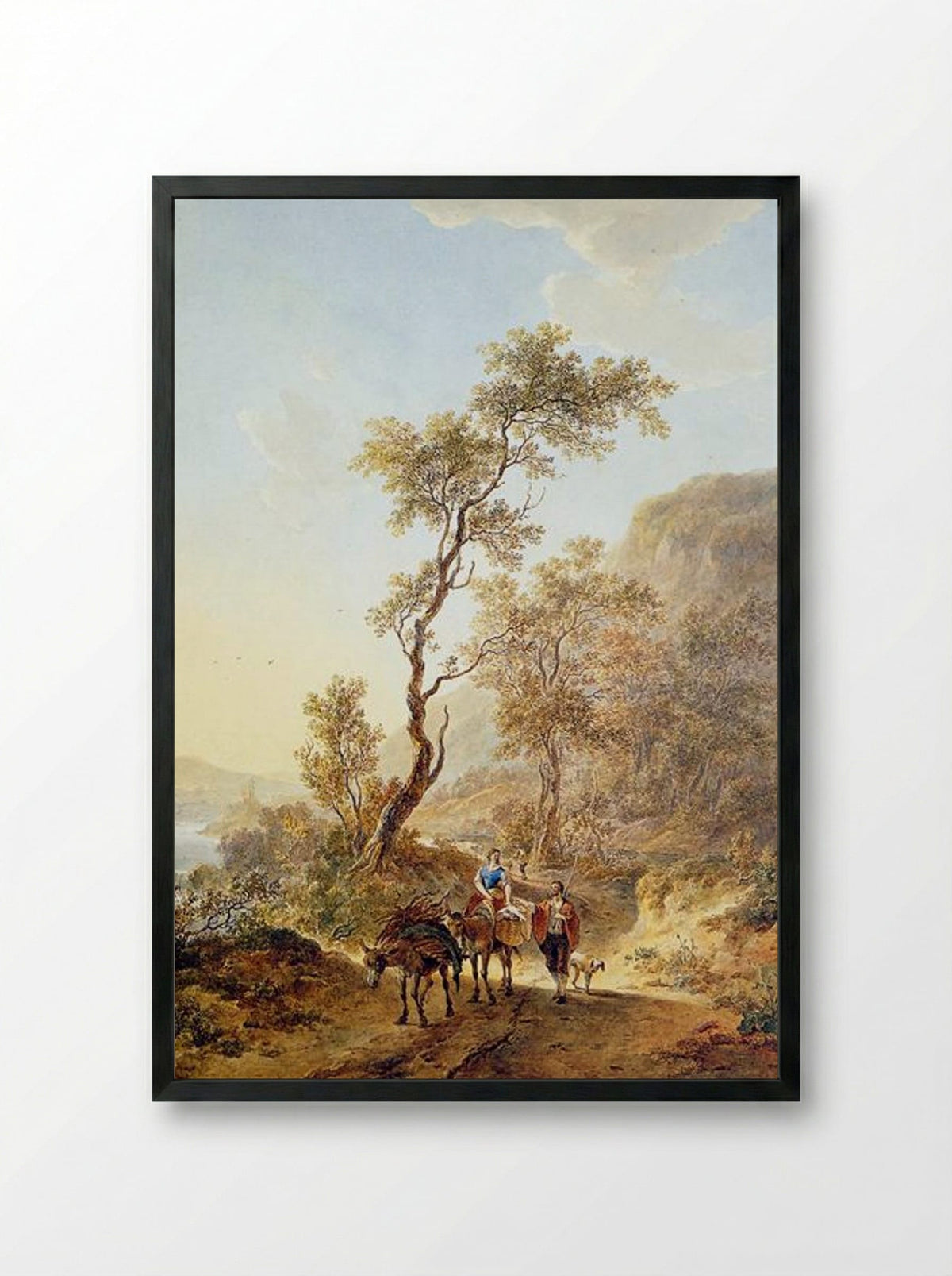 Italian landscape with herdsmen couple - Jacob van Strij - Framed Print Black