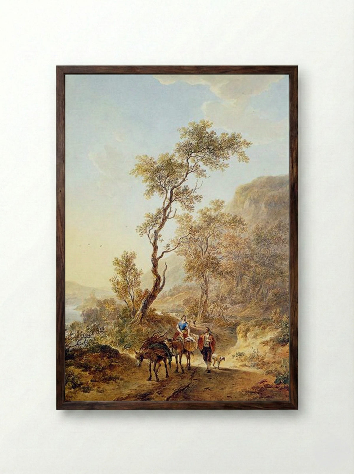Italian landscape with herdsmen couple - Jacob van Strij - Framed Print Dark Wood
