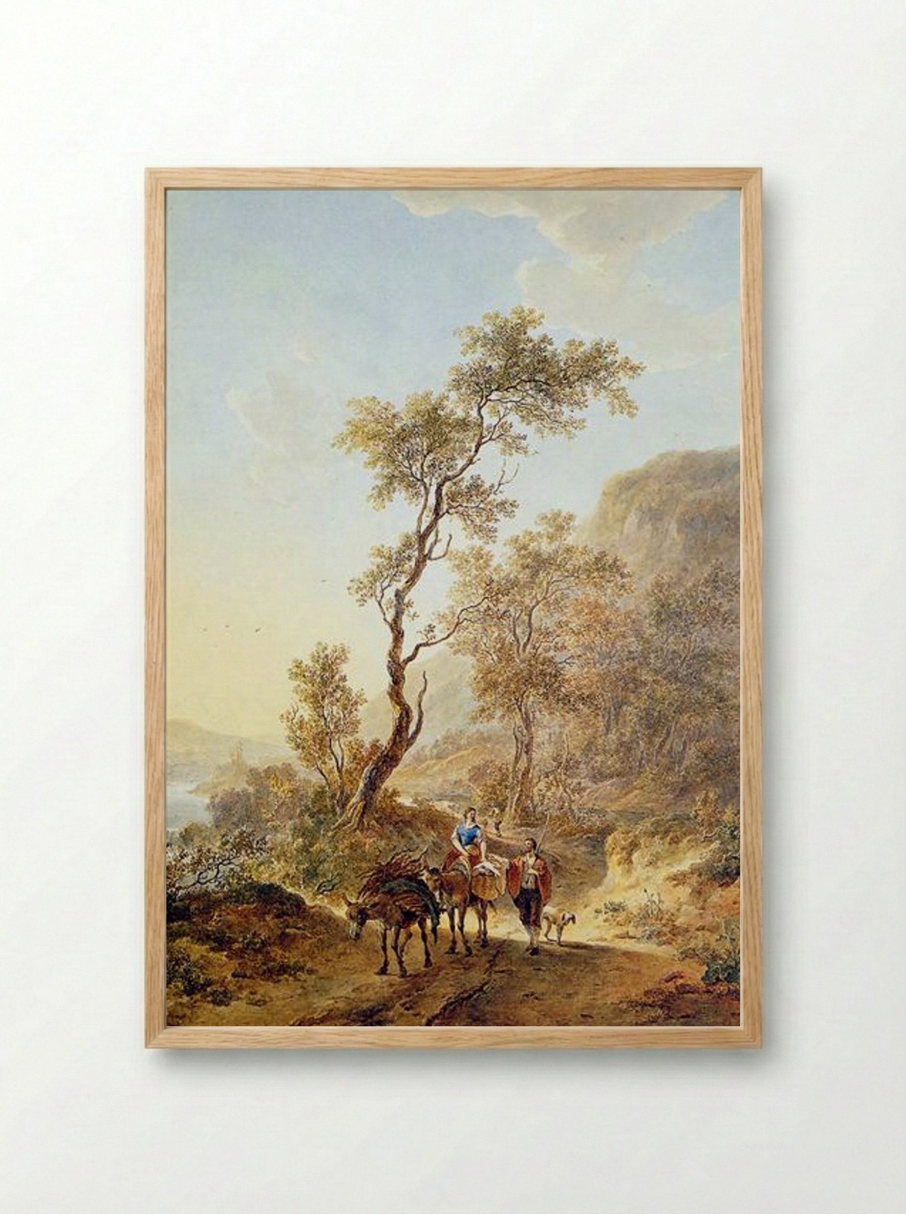 Italian landscape with herdsmen couple - Jacob van Strij - Framed Print Wood