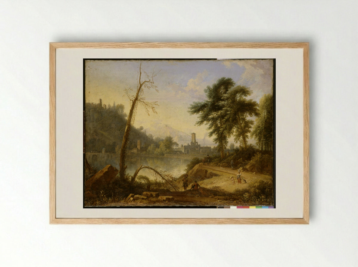 Italianate Landscape with Muleteer - Nicolaes Piemont - Framed Print Wood