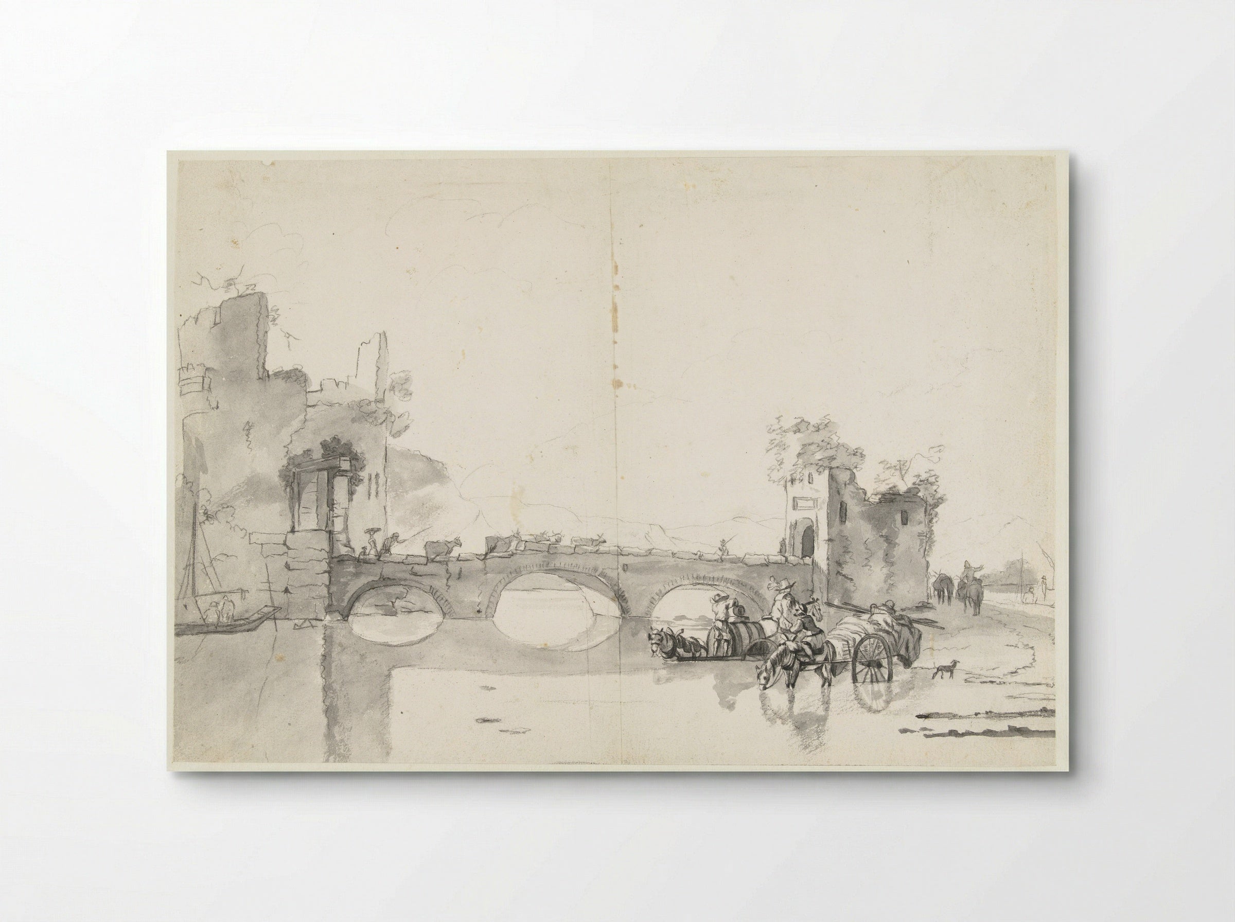 Italianate Landscape with Stone Bridge and River - Abraham Jansz Begeyn - Poster