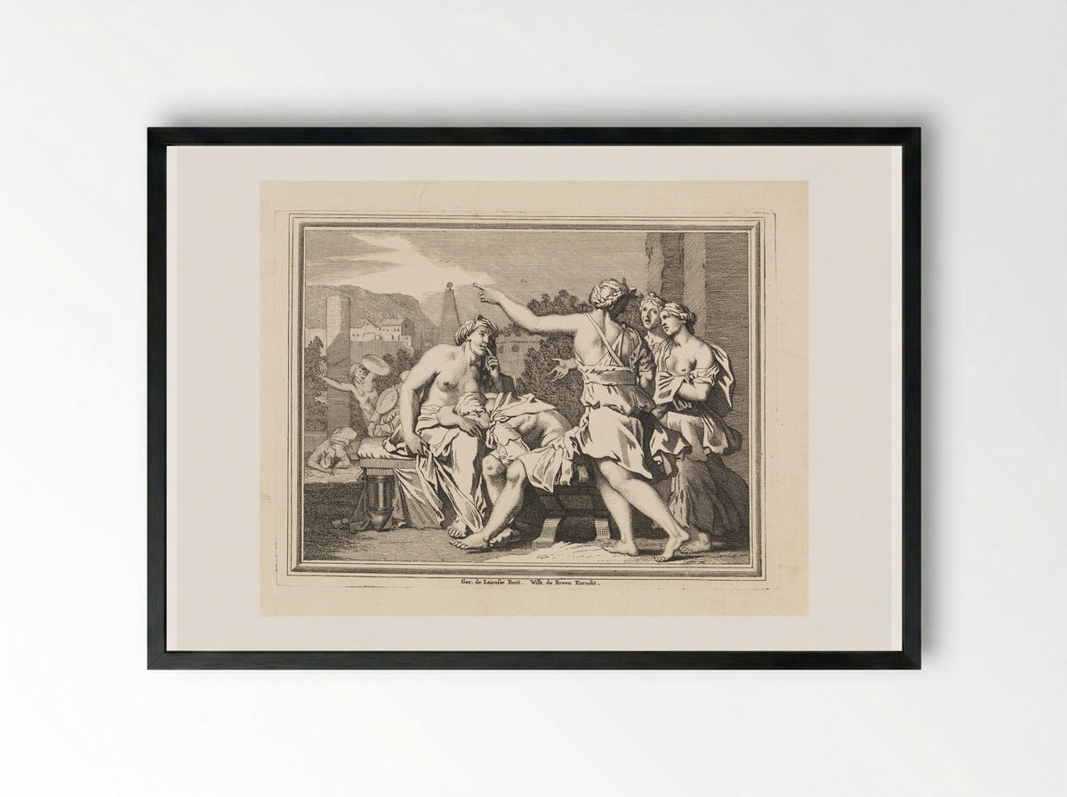 Italianate Scene with Mourning Women - Matthijs Pool - Framed Print Black