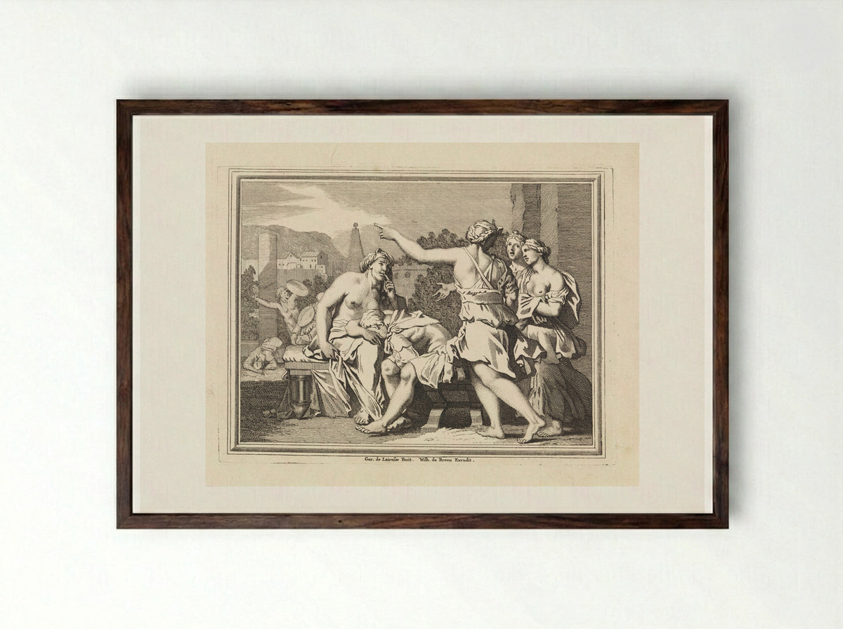 Italianate Scene with Mourning Women - Matthijs Pool - Framed Print Dark Wood