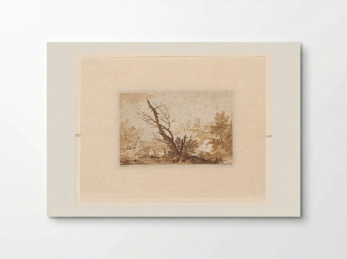 Italianate Scene with Tree, Bridge and Buildings - Johannes Petrus van Horstok - Poster