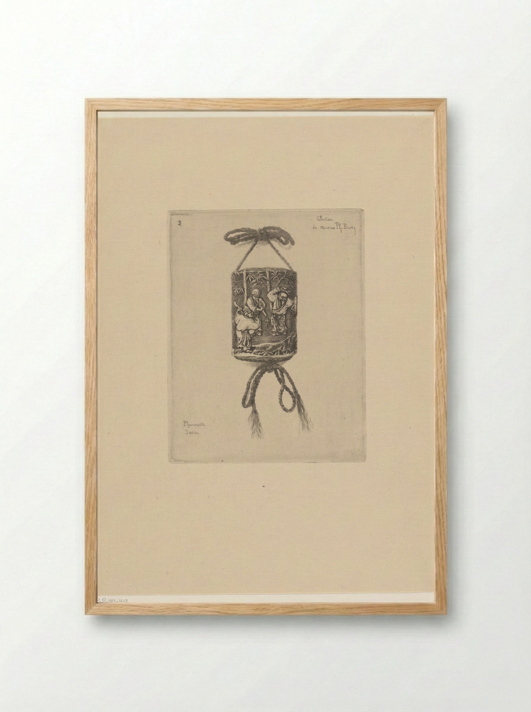 Ivory Medicine Case Decorated with Three Musicians - Félix Hilaire Buhot - Framed Print Wood