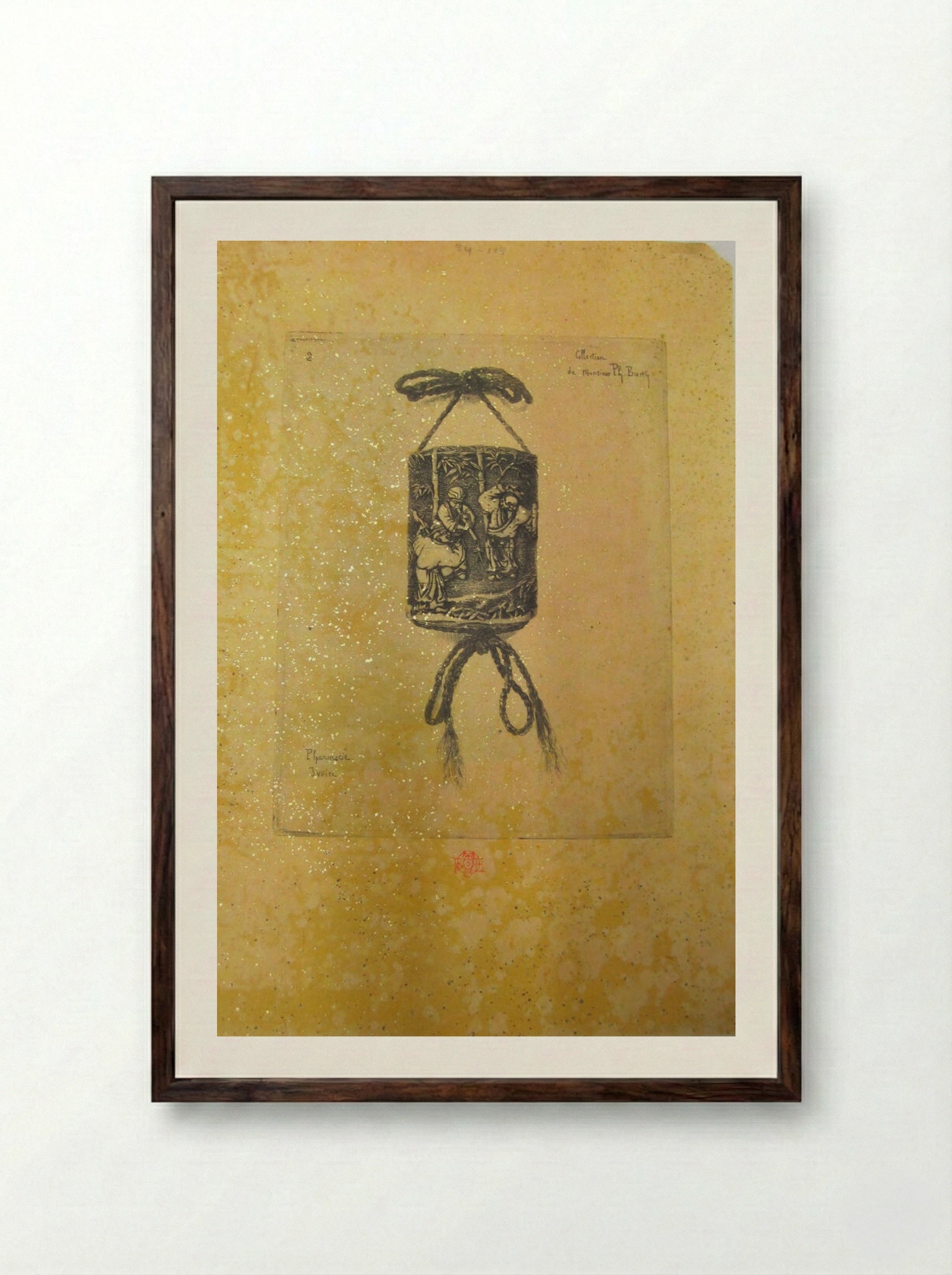Ivory Netsuke - Félix Hilaire Buhot - Framed Print Dark Wood