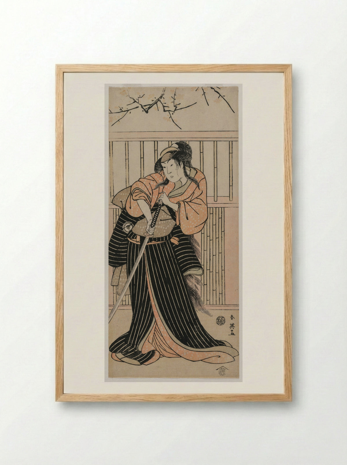 Iwai Hanshirō IV as a Woman with a Sword - Katsukawa Shunei - Framed Print Wood