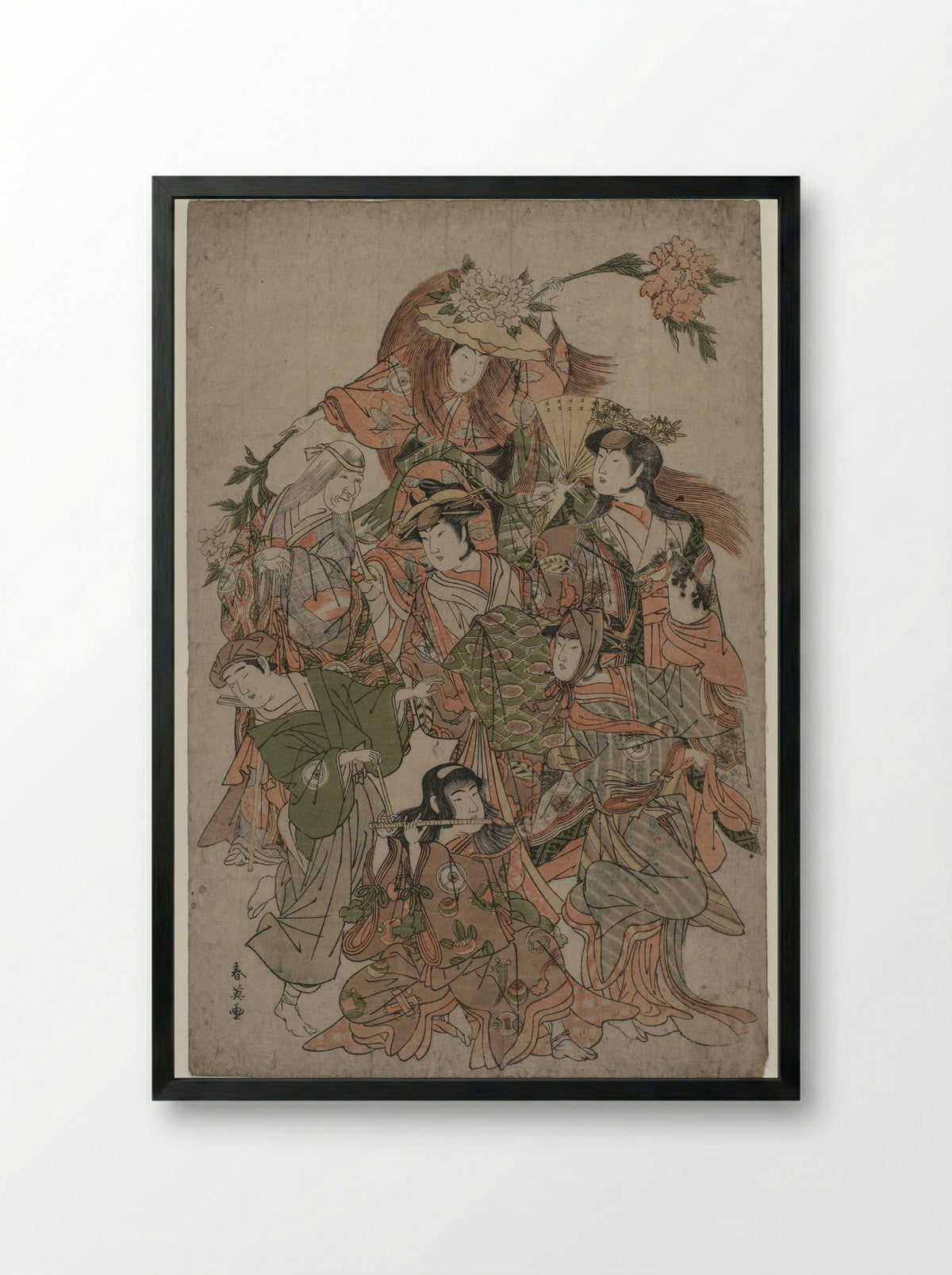 Iwai Hanshiro IV in a Dance of Seven Changes - Katsukawa Shunei - Framed Print Black