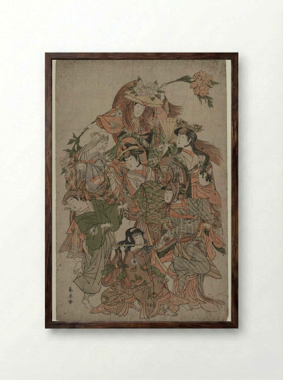 Iwai Hanshiro IV in a Dance of Seven Changes - Katsukawa Shunei - Framed Print Dark Wood