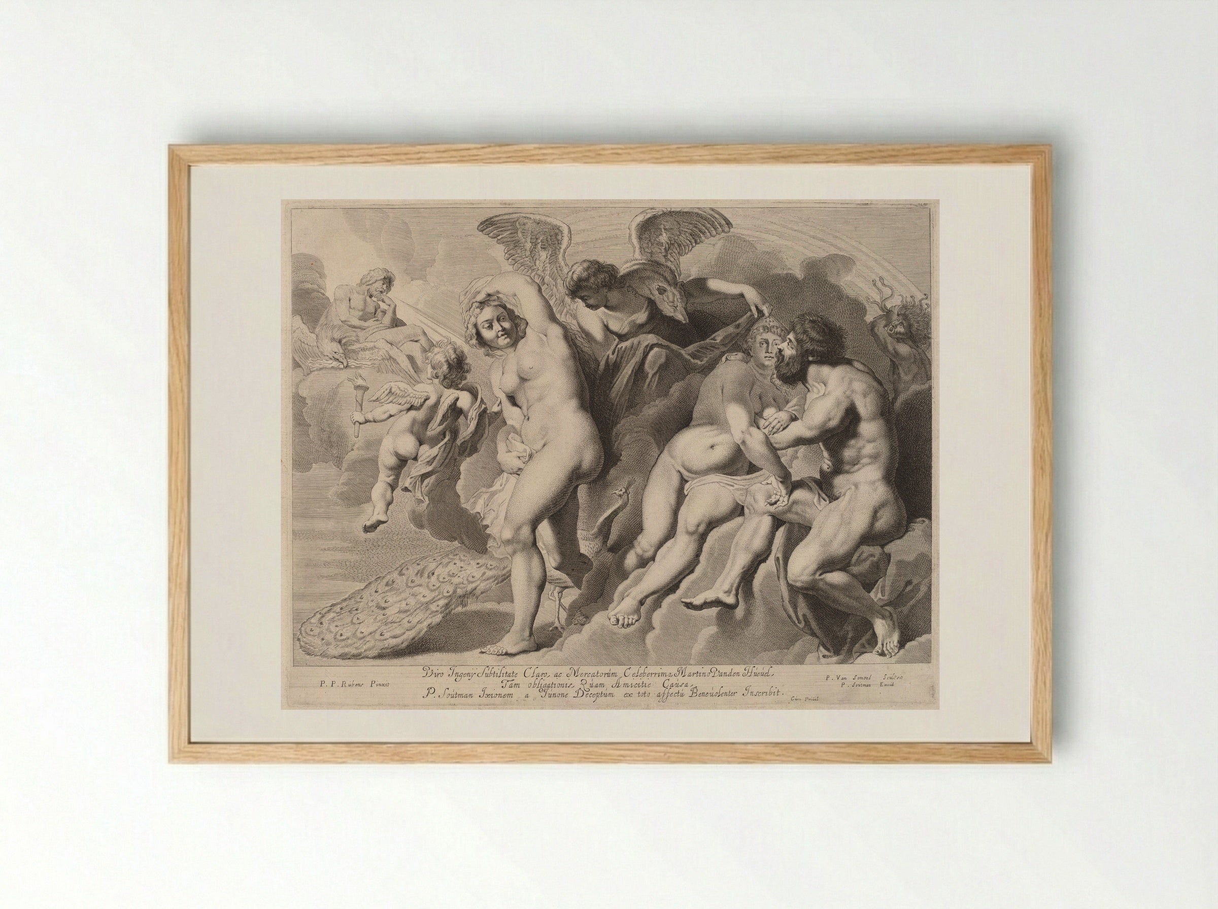 Ixion Deceived by Juno and Jupiter - Pieter van Sompel - Framed Print Wood