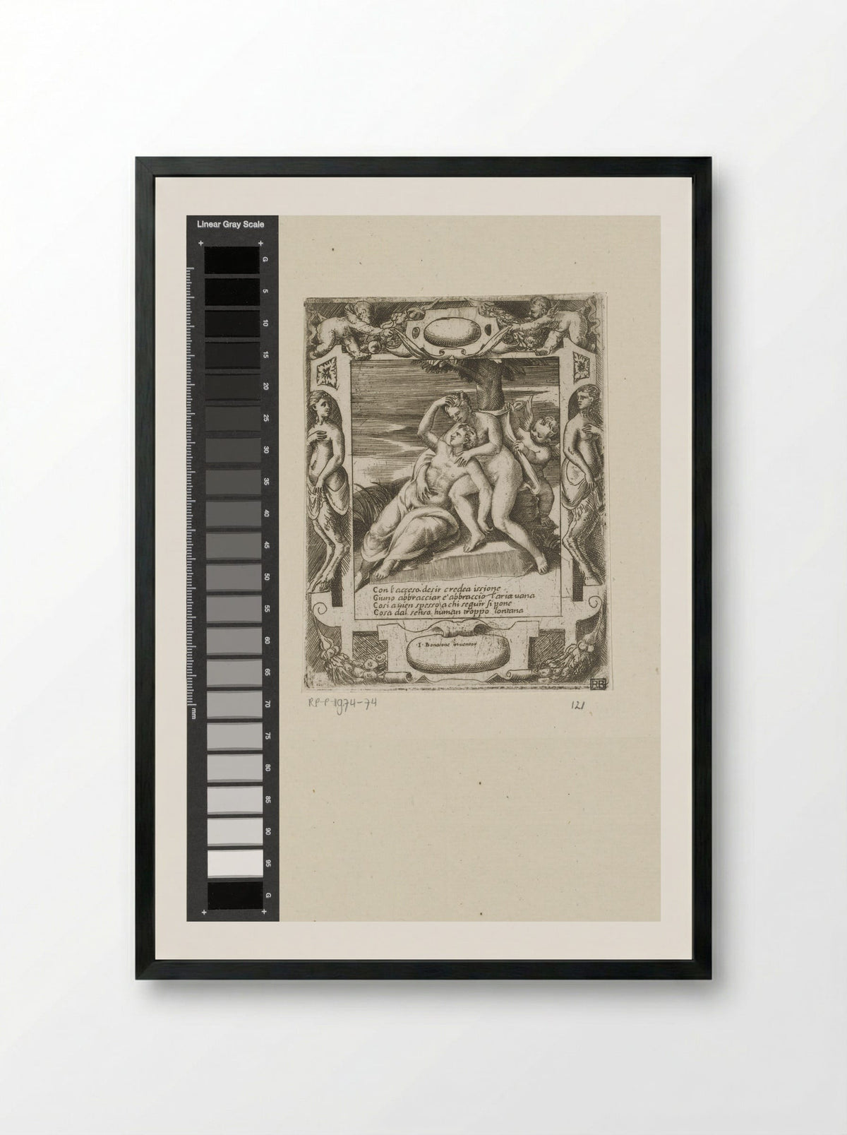 Ixion Embracing a Cloud - Giulio Bonasone - Framed Print Black