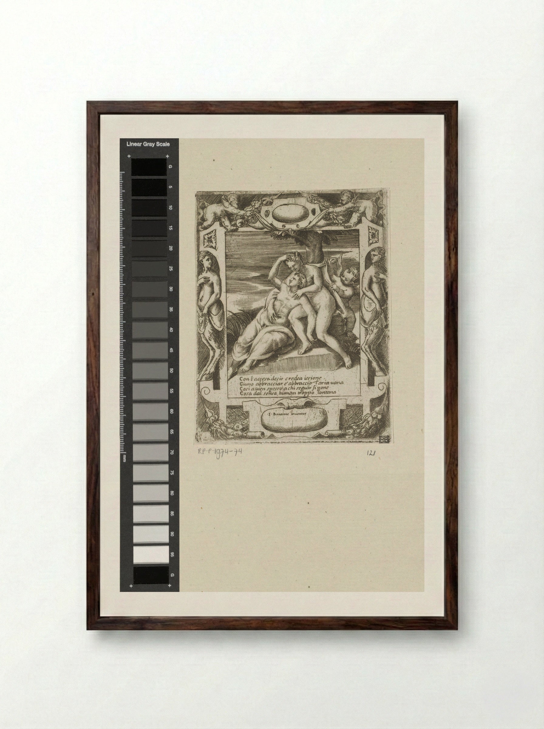 Ixion Embracing a Cloud - Giulio Bonasone - Framed Print Dark Wood