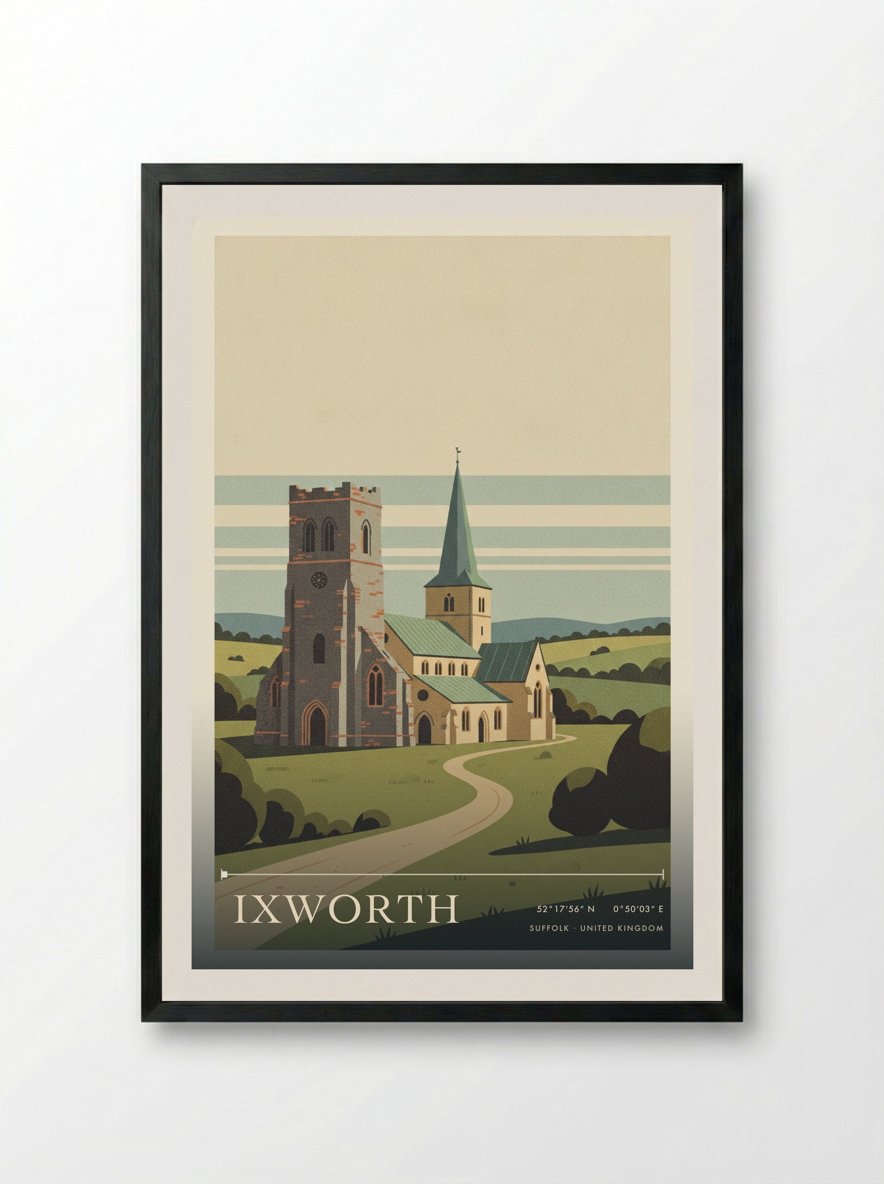Ixworth Suffolk United Kingdom Travel Poster - Framed Print Black