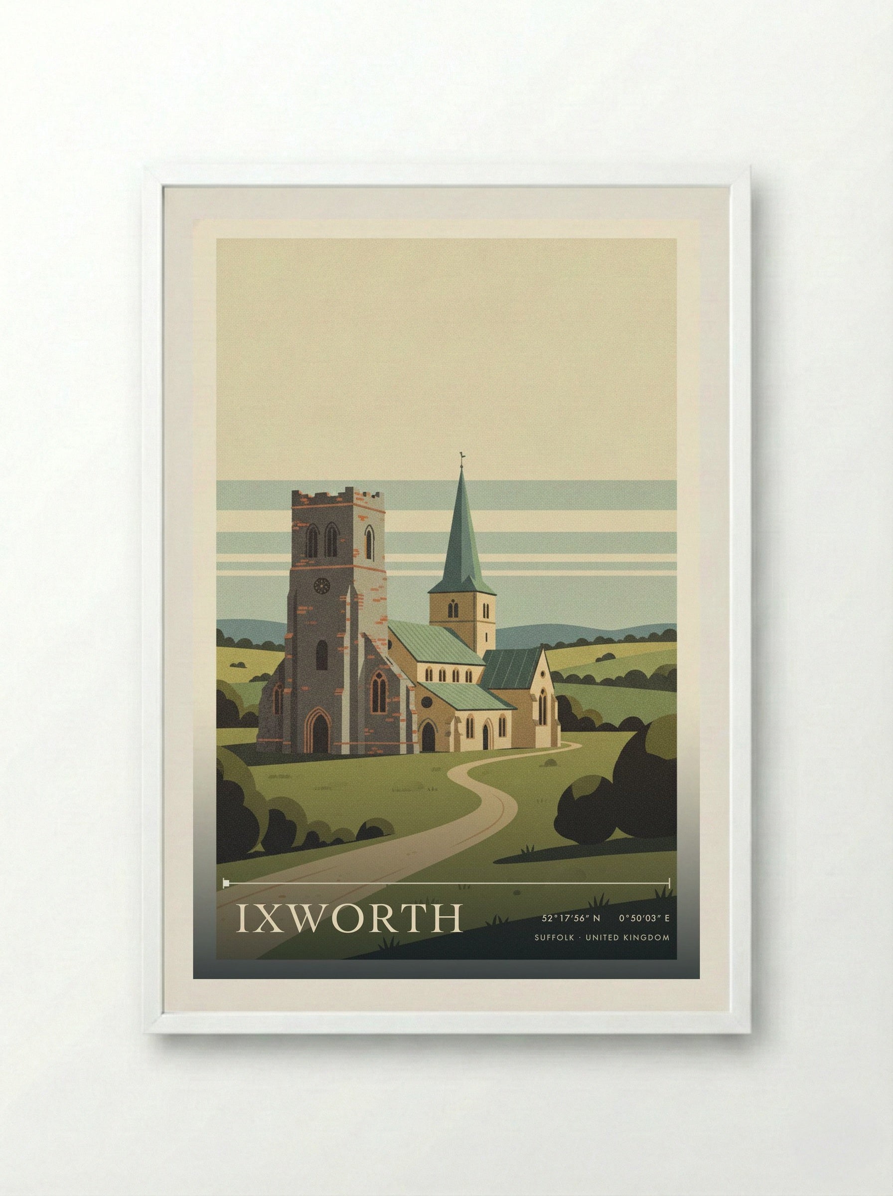 Ixworth Suffolk United Kingdom Travel Poster - Framed Print White