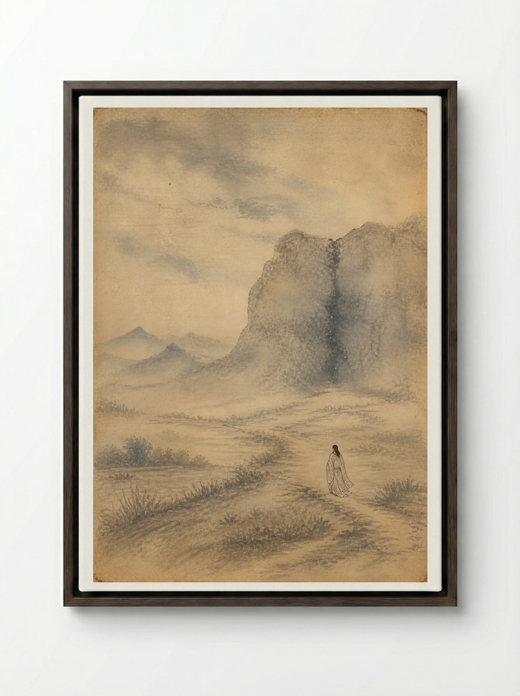 Izanagi at Yomi: After the Sealing - Framed Canvas Dark Wood