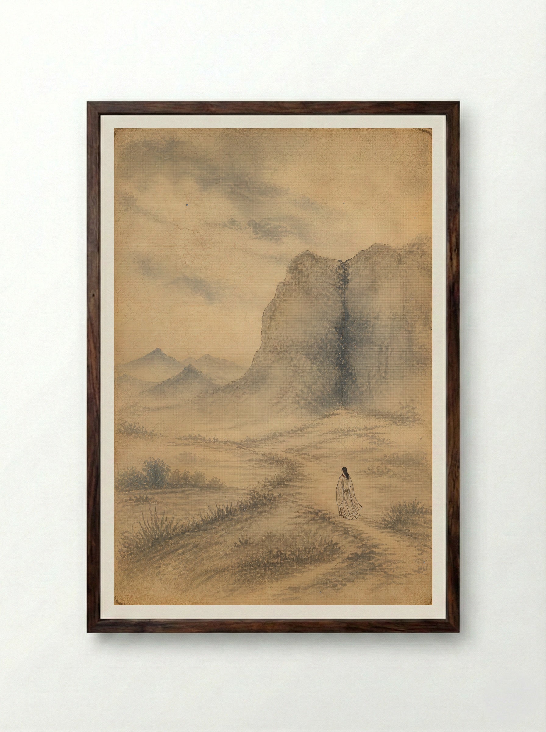 Izanagi at Yomi: After the Sealing - Framed Print Dark Wood