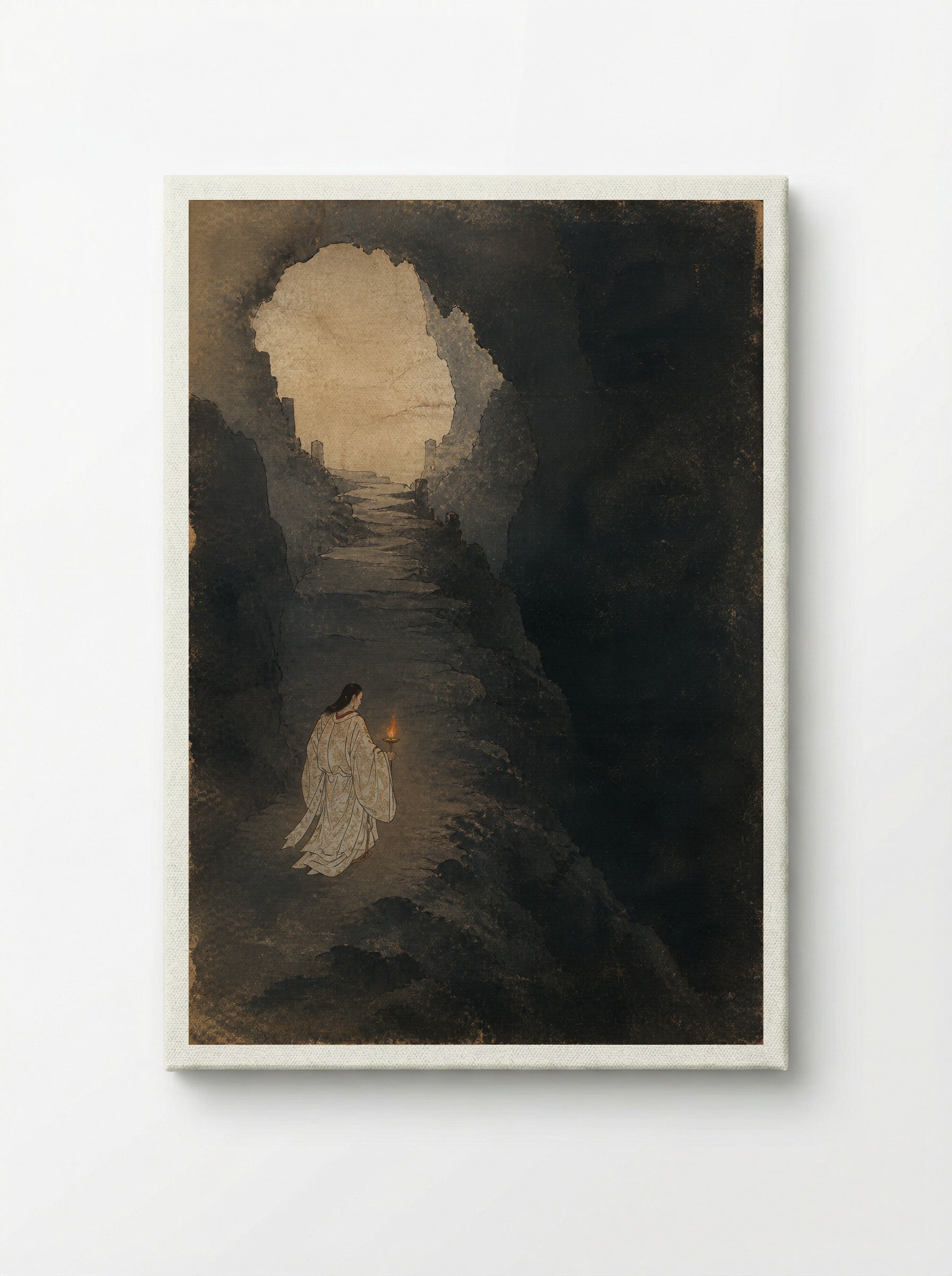 Izanagi at Yomi: Down the Slope of Yomi - Canvas