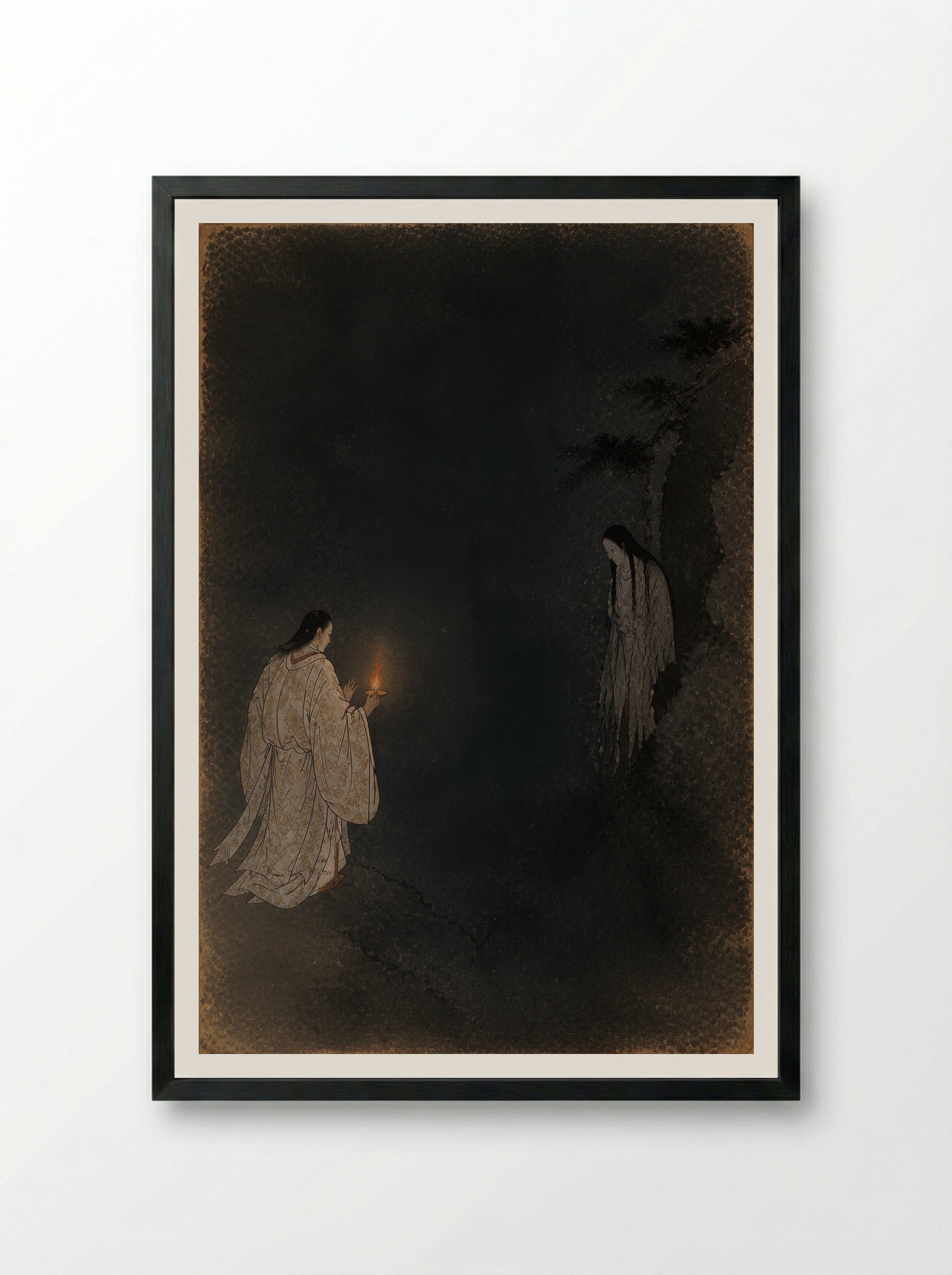 Izanagi at Yomi: The Fire Shows the Dead - Framed Print Black