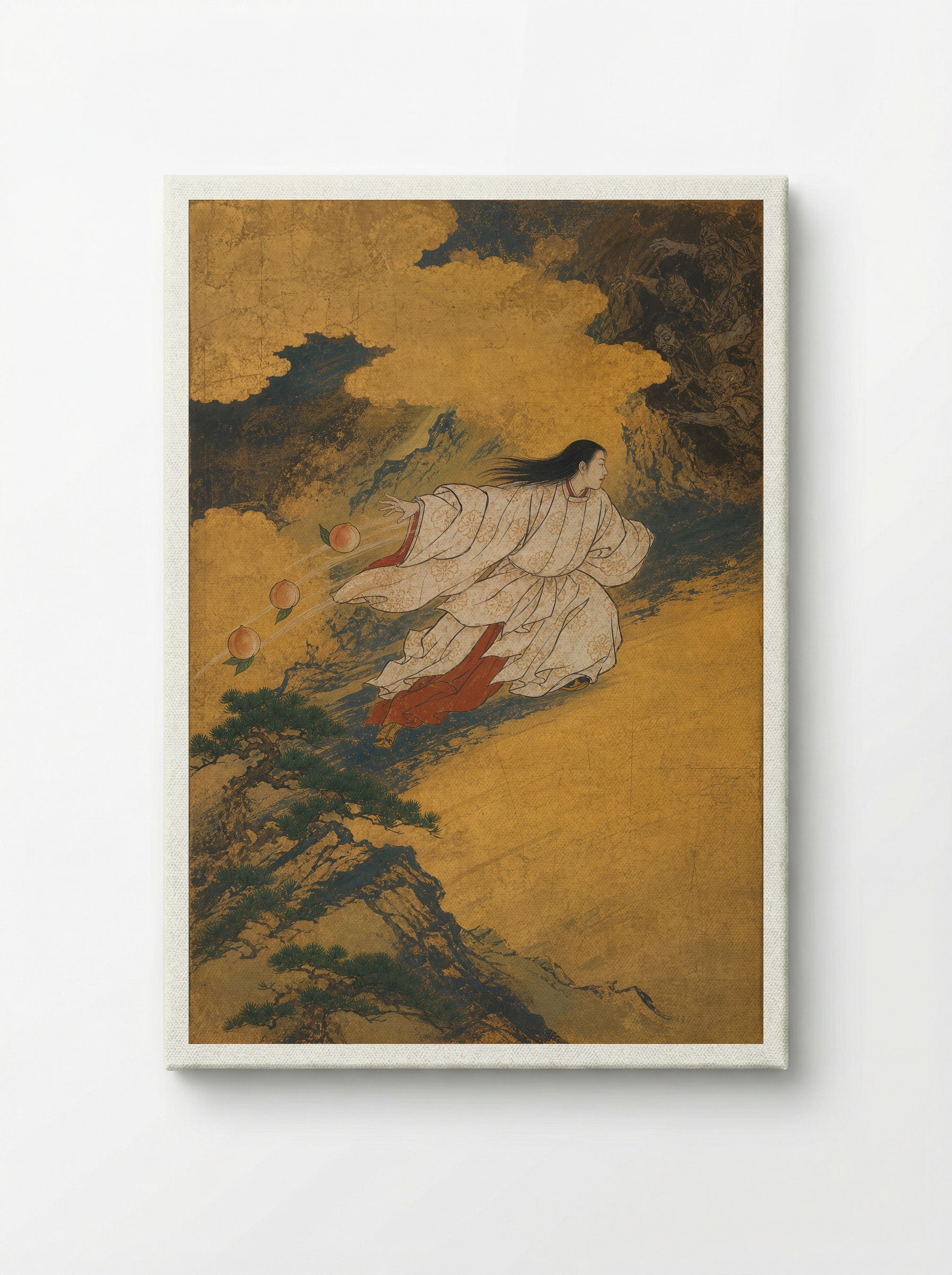 Izanagi at Yomi: Three Peaches at the Pass - Canvas