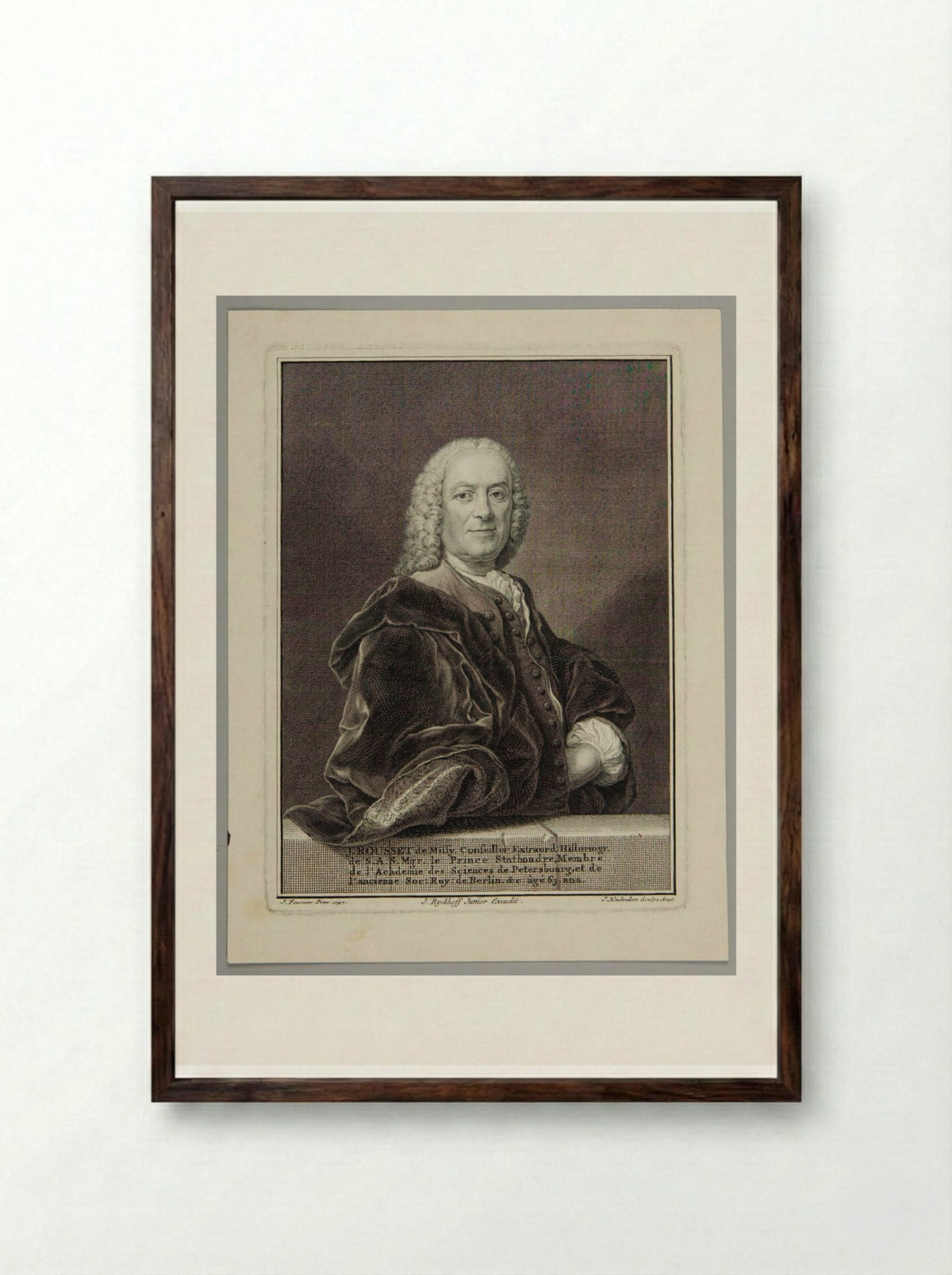 J. Rousset de Missy - Jacobus Houbraken - Framed Print Dark Wood